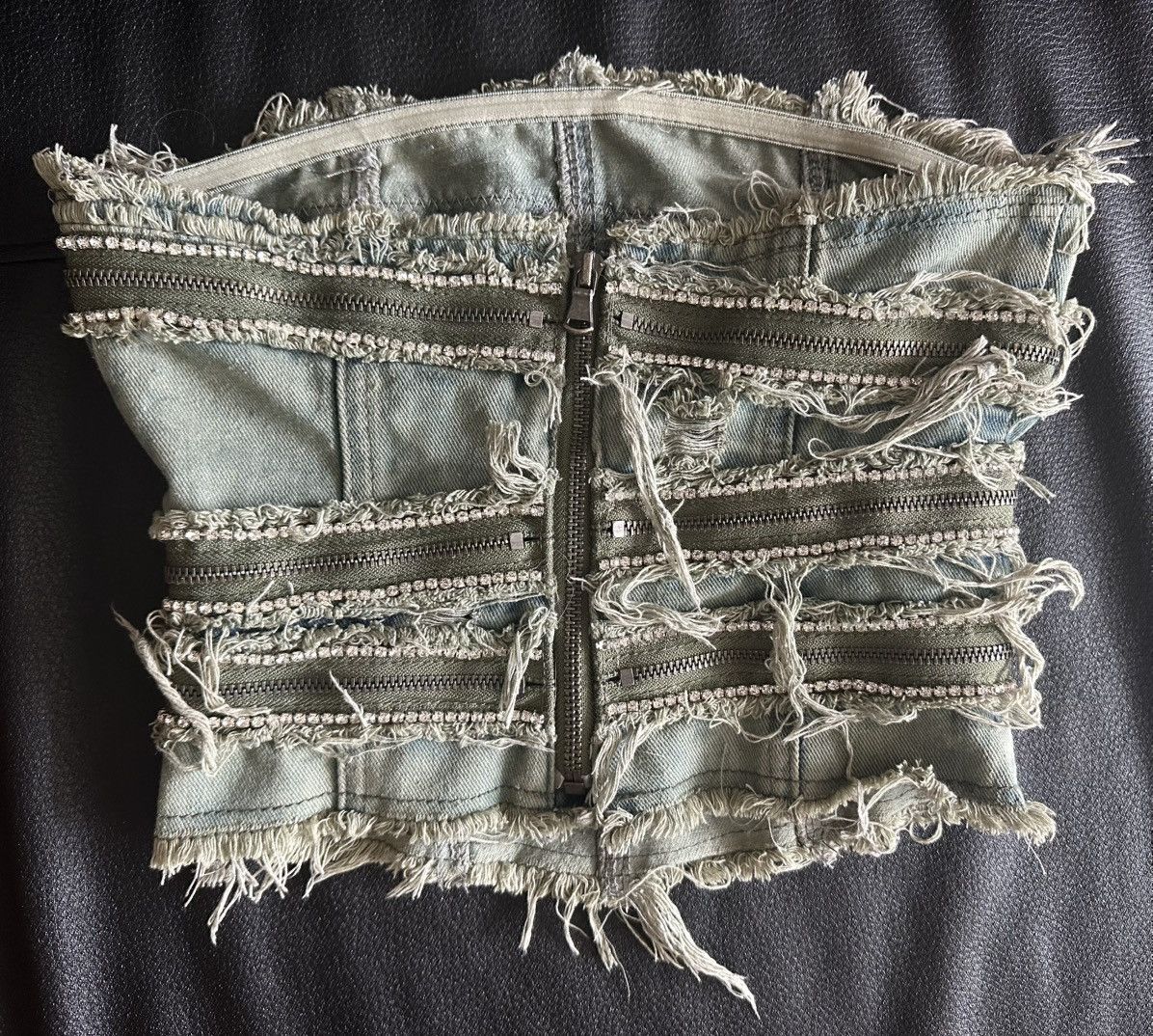 Jaded London Diamanté Denim Corset Size XS / US 0-2 / IT 36-38 - 2 Thumbnail