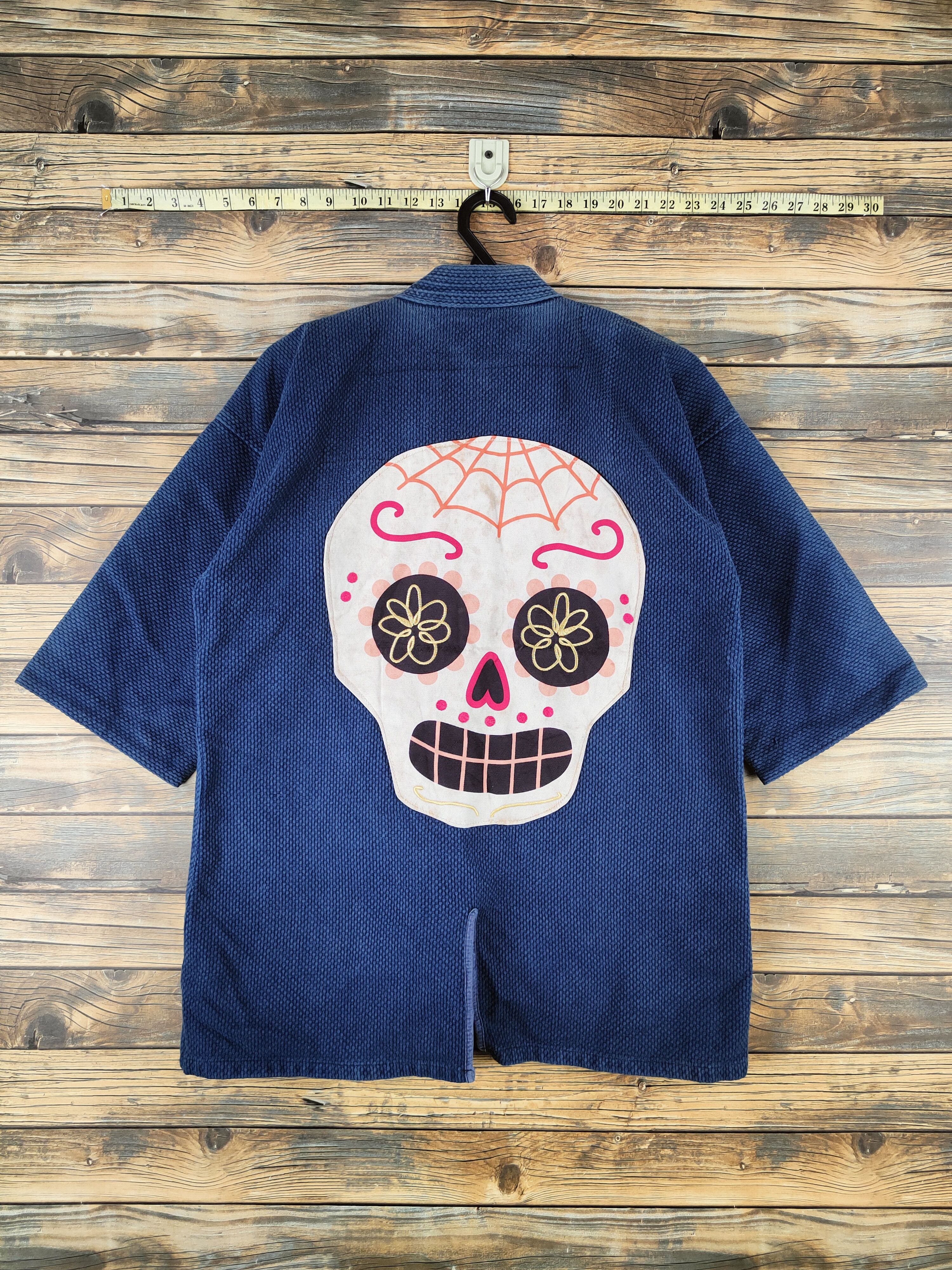 Japanese Brand DL Japan vintage skull Blue indigo Kimono #46-150 Size US M / EU 48-50 / 2 - 1 Thumbnail