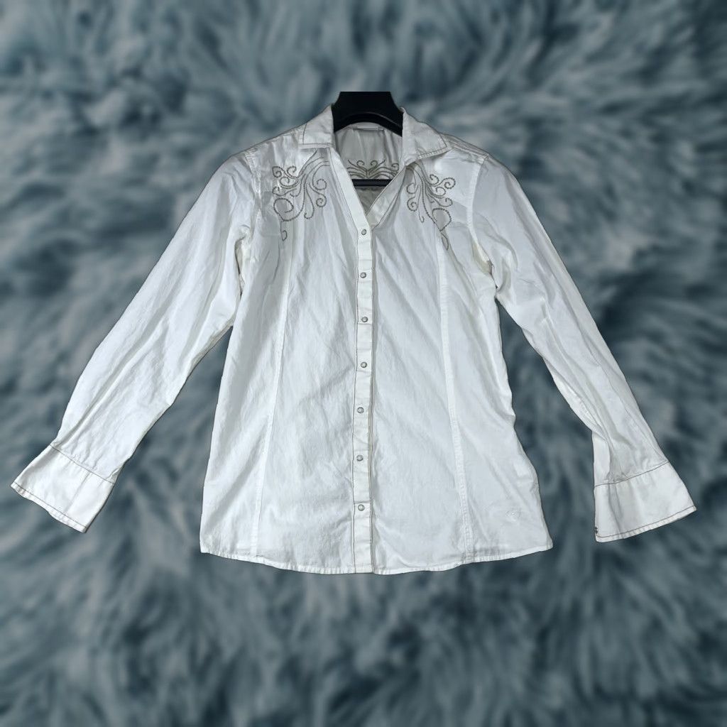 Ariat Ariat Shirt Women Western White Large L Button-Up Pearl Snap Collar Long Sleeve Mens? Girls? Size L / US 10 / IT 46 - 1 Thumbnail