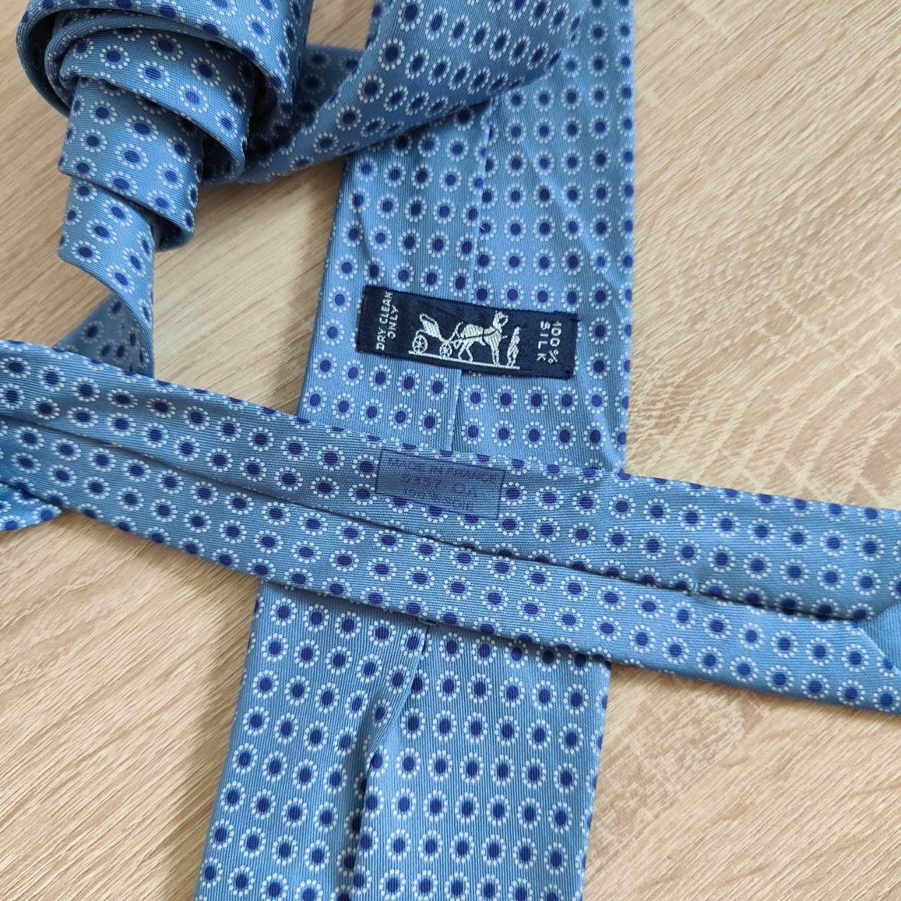 Hermes Hermes Paris Silk Tie 5357 OA Geometry Blue Size ONE SIZE - 4 Thumbnail