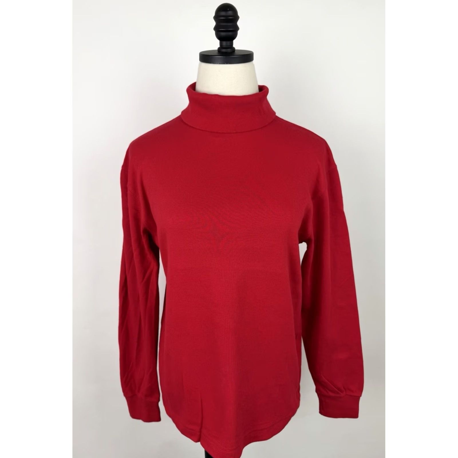 Vintage VINTAGE Westbound Shirt Women XS? 90s Long Sleeve Turtleneck Red Cotton Knit Minimal Retro Size S / US 4 / IT 40 - 2 Thumbnail