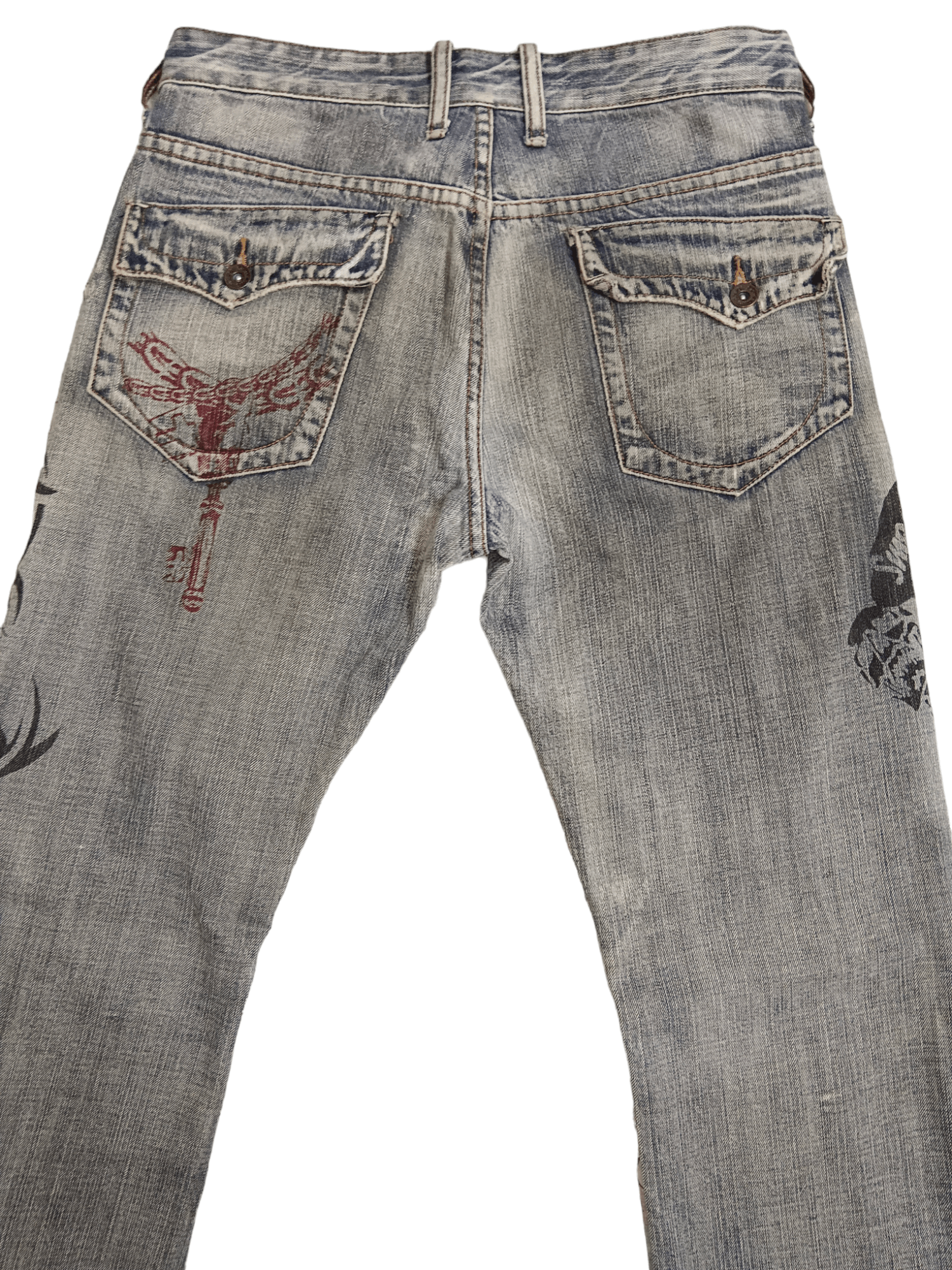 semanticdesign Semantic Design Tribal Tattoo Distressed Flare Denim Size US 30 / EU 46 - 4 Thumbnail