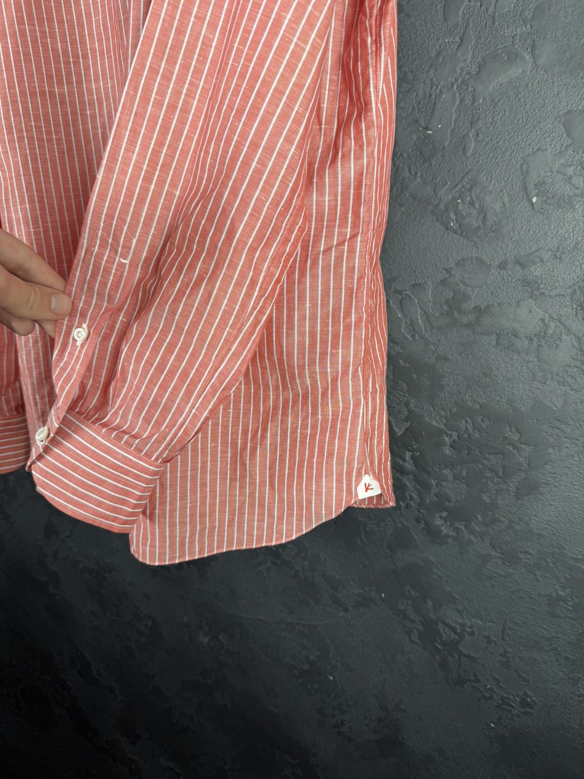 Isaia Mens Isaia Multi Striped Coton / Linen Shirt Multi Size US M / EU 48-50 / 2 - 9 Thumbnail