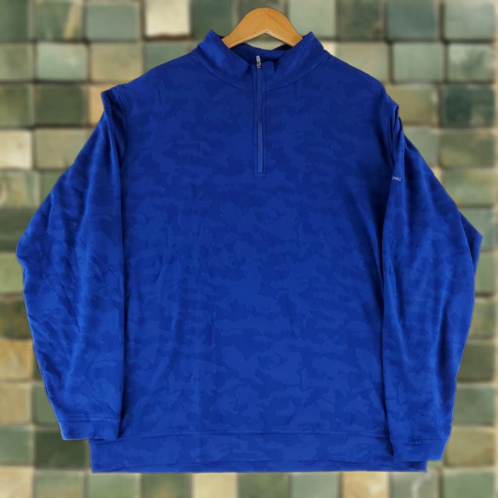 Peter Millar Peter Millar Perth 1/4 Zip Performance Camo Pullover Golf Blue Mens XXL Size US XXL / EU 58 / 5 - 1 Thumbnail