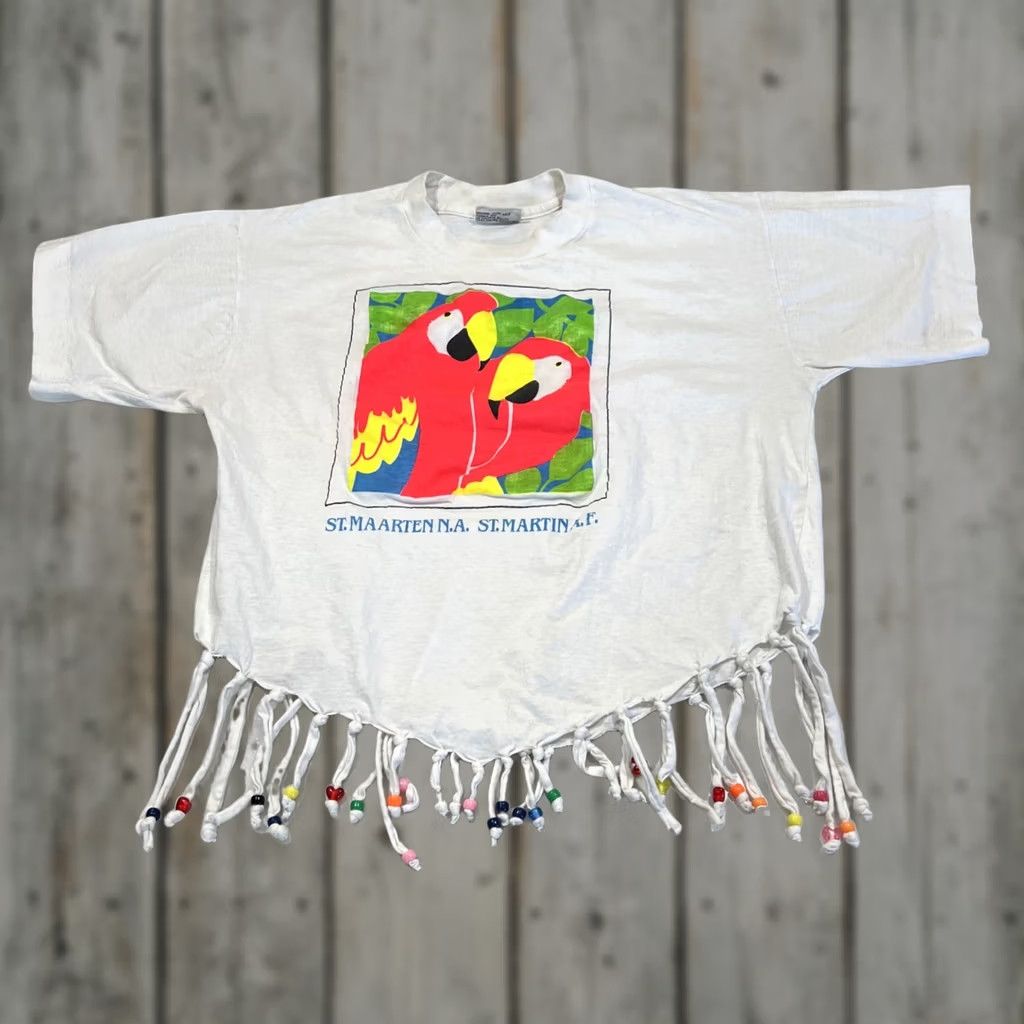 Vintage VINTAGE St Maarten T Shirt M Fringe Beaded Neon Parrots Single Stitch Women’s Size M / US 6-8 / IT 42-44 - 1 Thumbnail