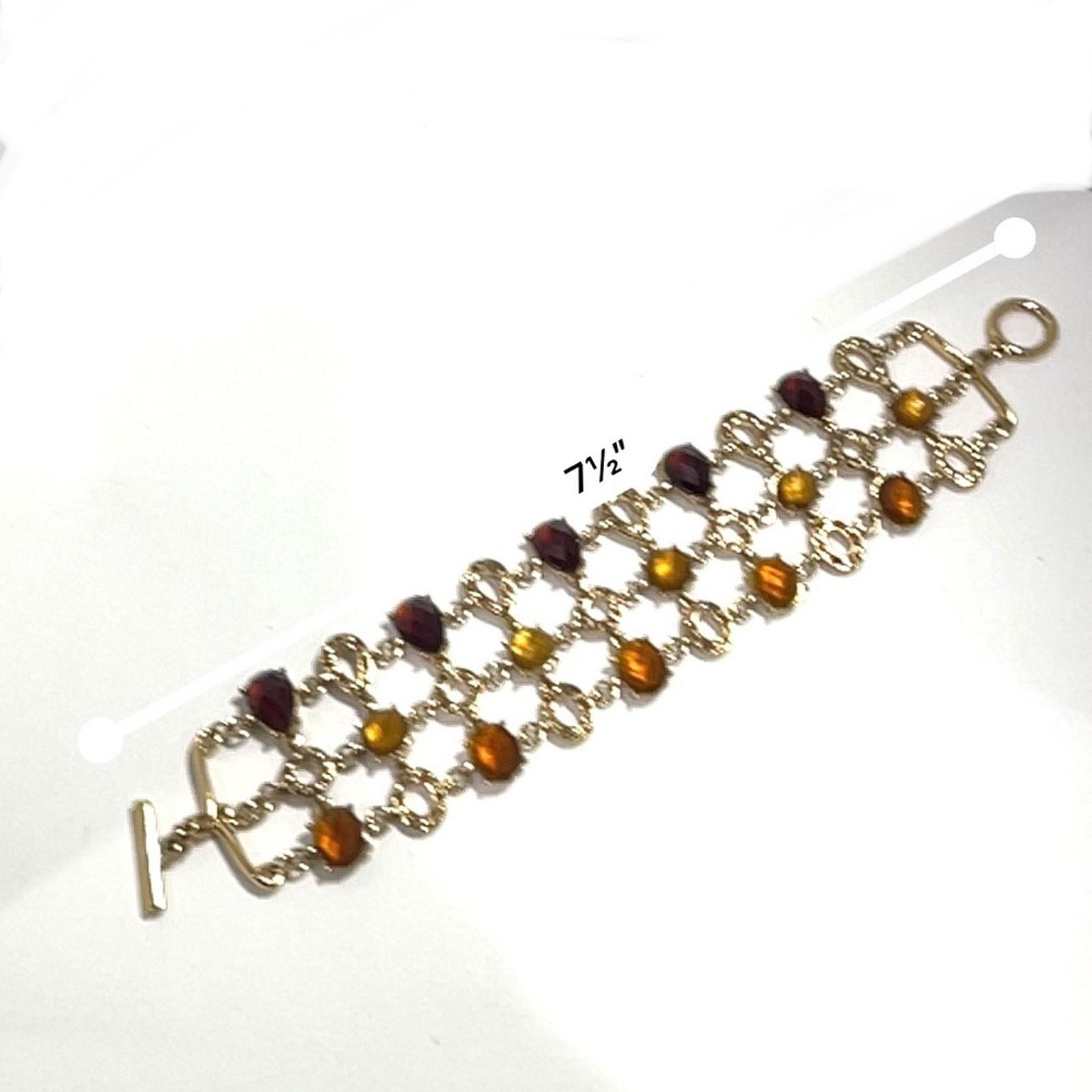 Liz Claiborne LIZ CLAIBORNE Vintage Amber Multi Strand Toggle Bracelet Size ONE SIZE - 7 Thumbnail