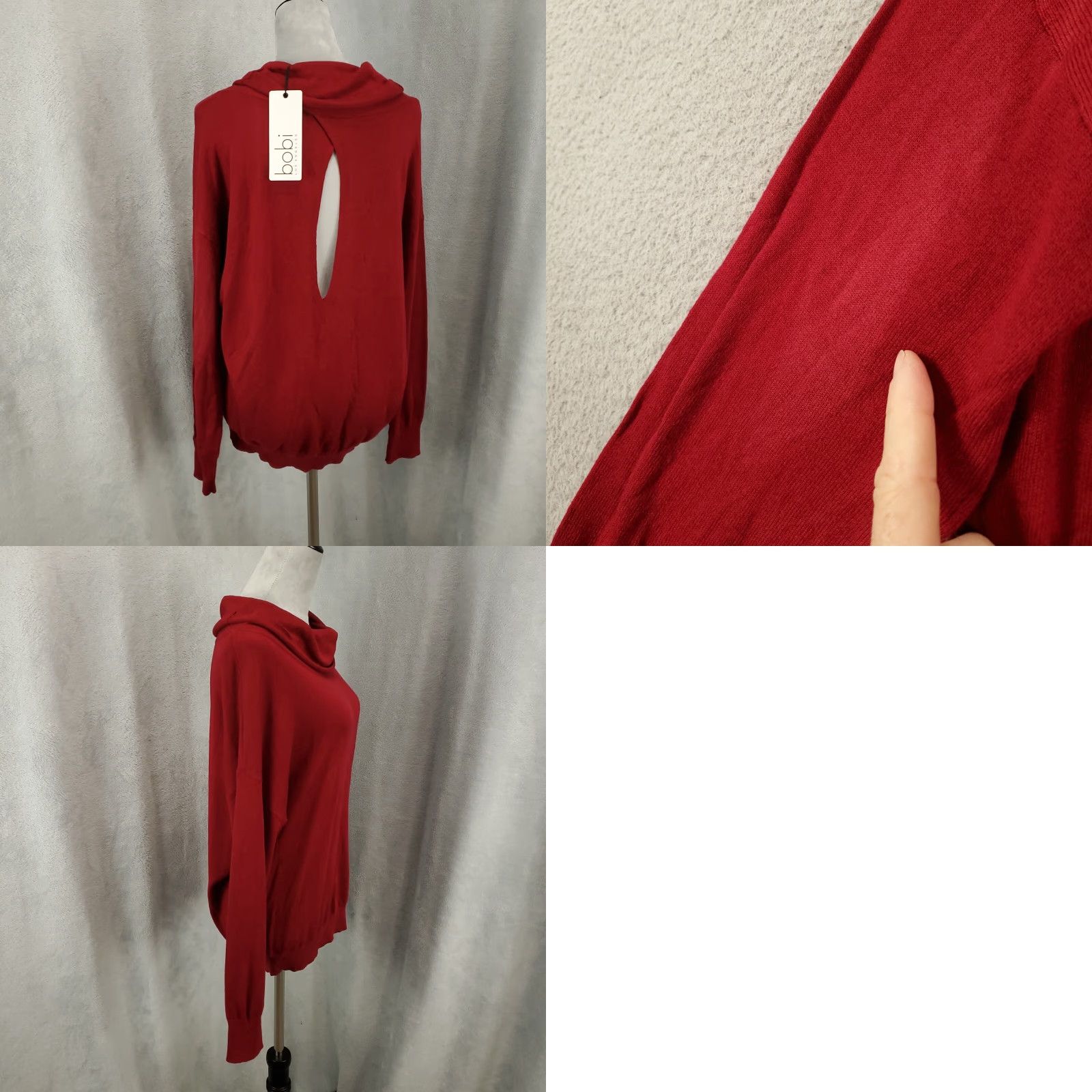 Vintage New Womens Sweater Size Large Wine Cowl Neck Cashmere Blend NWT READ Size L / US 10 / IT 46 - 9 Thumbnail