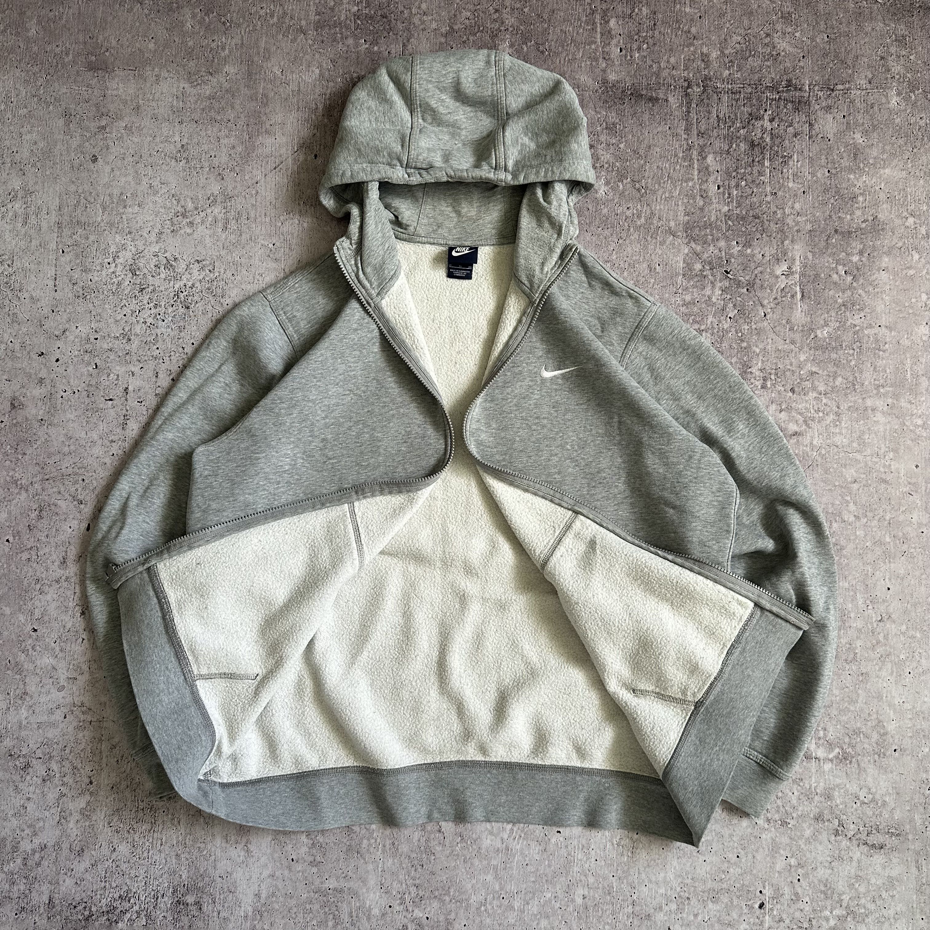 Nike × Vintage Nike y2k Vintage Baggy Boxy Oversize White Swoosh Zip Hoodie Size US XL / EU 56 / 4 - 3 Thumbnail