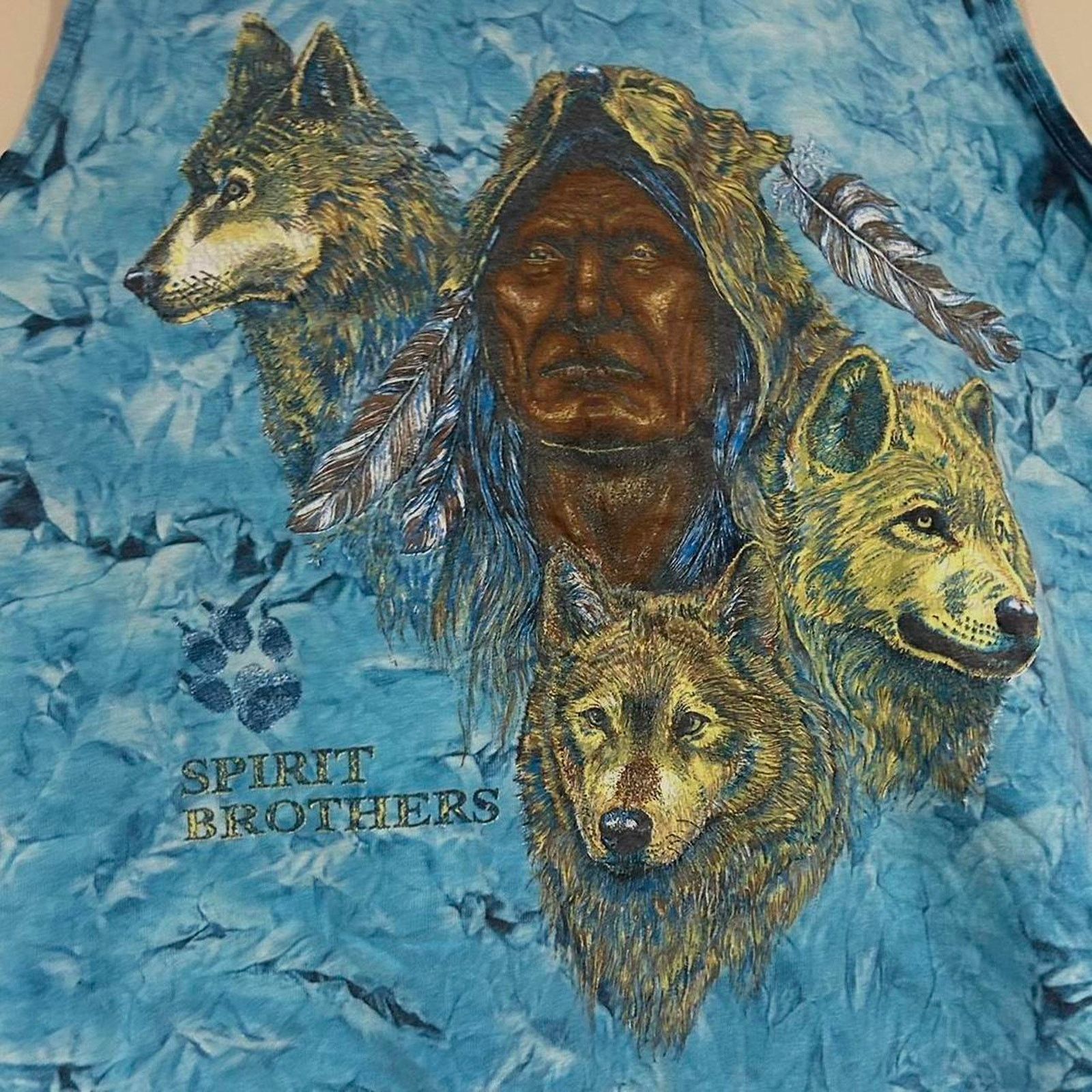 Fruit Of The Loom Vintage Native American Wolves Spirit Brothers Tank Top Size US XL / EU 56 / 4 - 2 Thumbnail