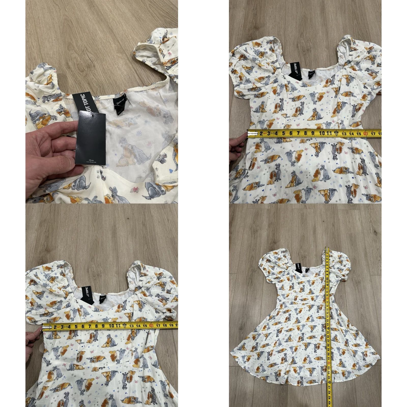 Disney NWT Disney Lady and The Tramp Sweetheart Mini Dress XL White Puff Sleeve Sundress Fit & Flare Empire Waist Cardigan? Size XL / US 12-14 / IT 48-50 - 8 Thumbnail