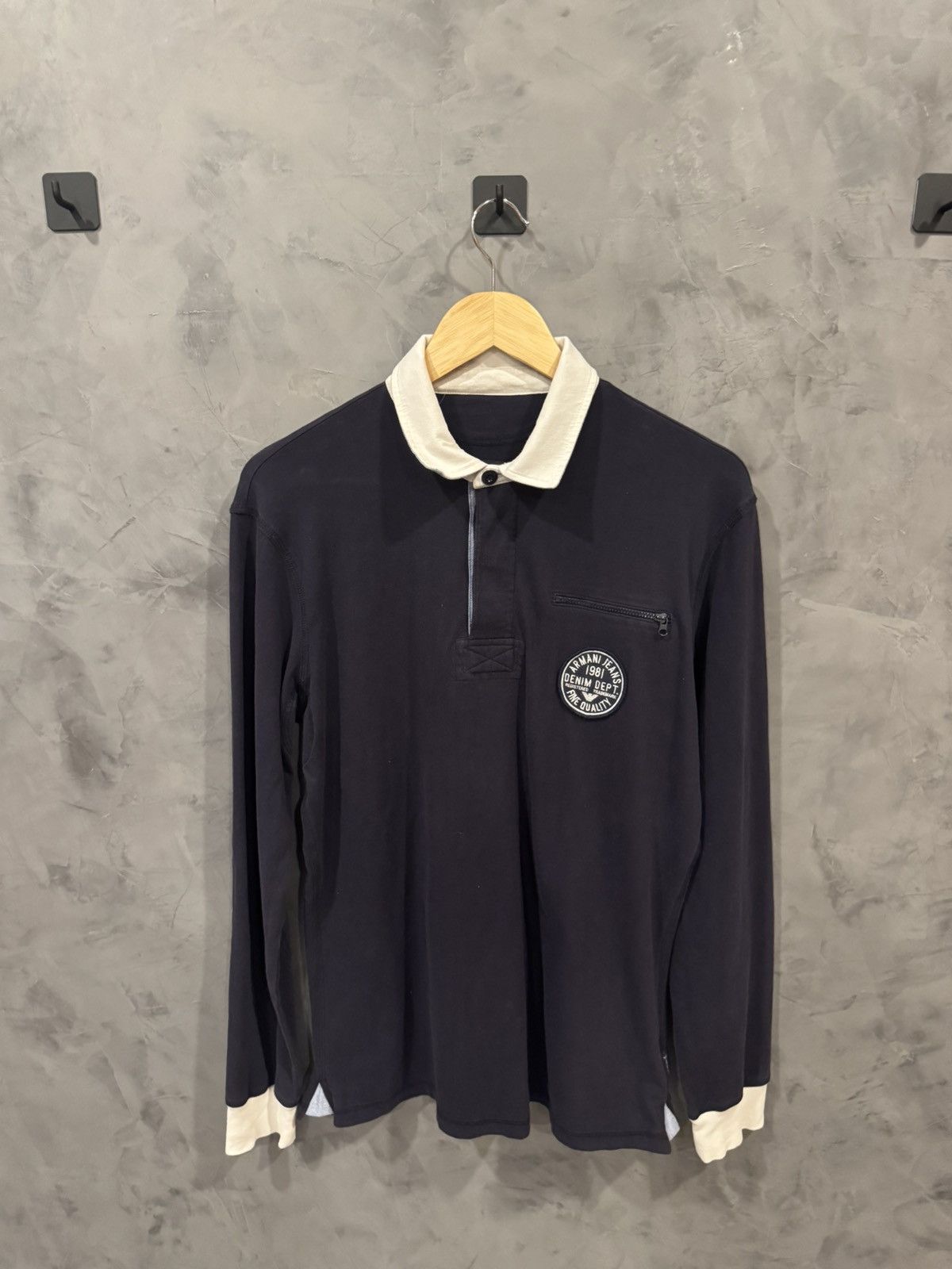 Armani × Emporio Armani × Vintage Armani Jeans Long Sleeve Polo Size US M / EU 48-50 / 2 - 1 Thumbnail