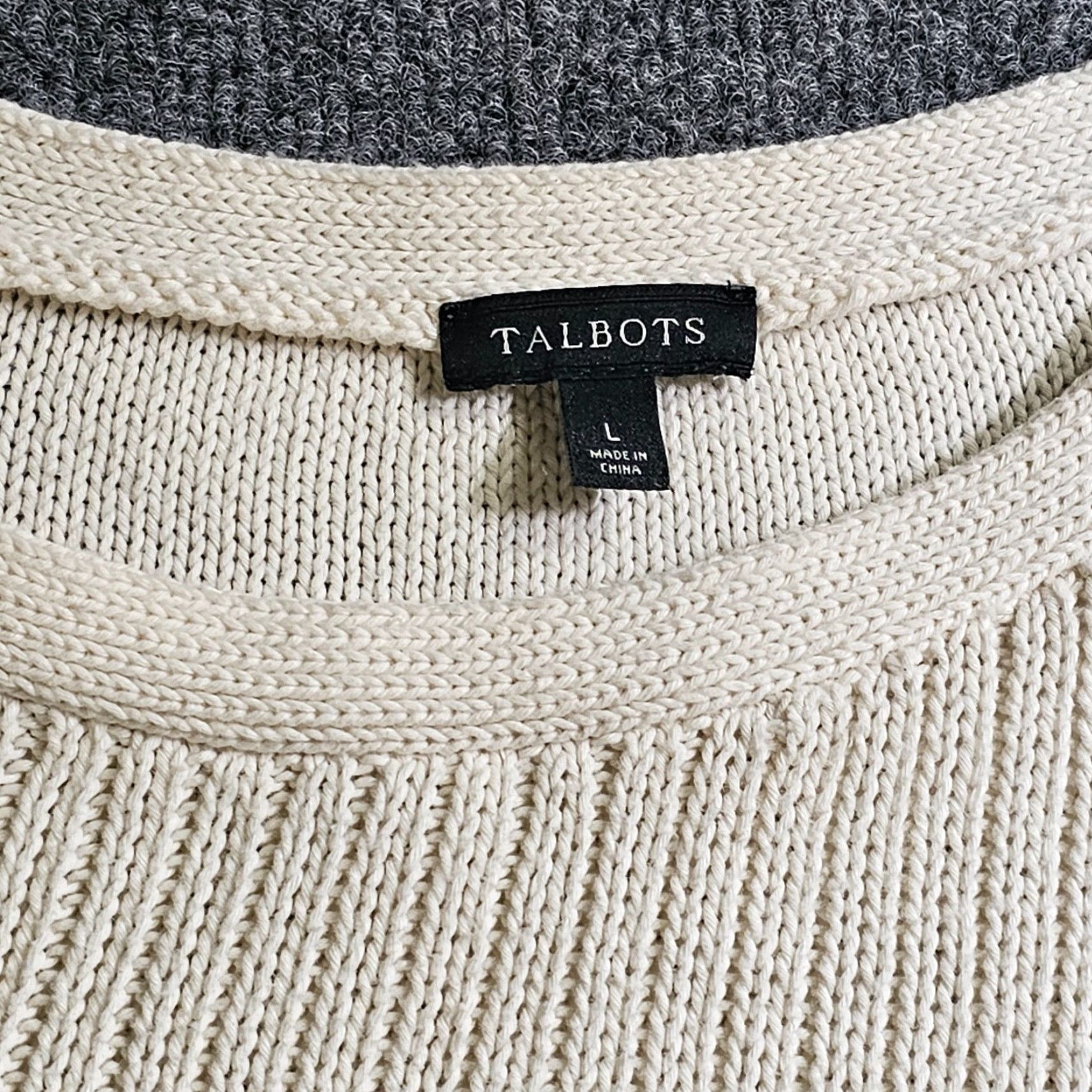 Talbots Talbots Sweater Womens Large Beige Fishermans Nautical Long Sleeve Anchor Casual Round Neck Knit Pullover Shirt 100% Cotton Size L / US 10 / IT 46 - 3 Thumbnail