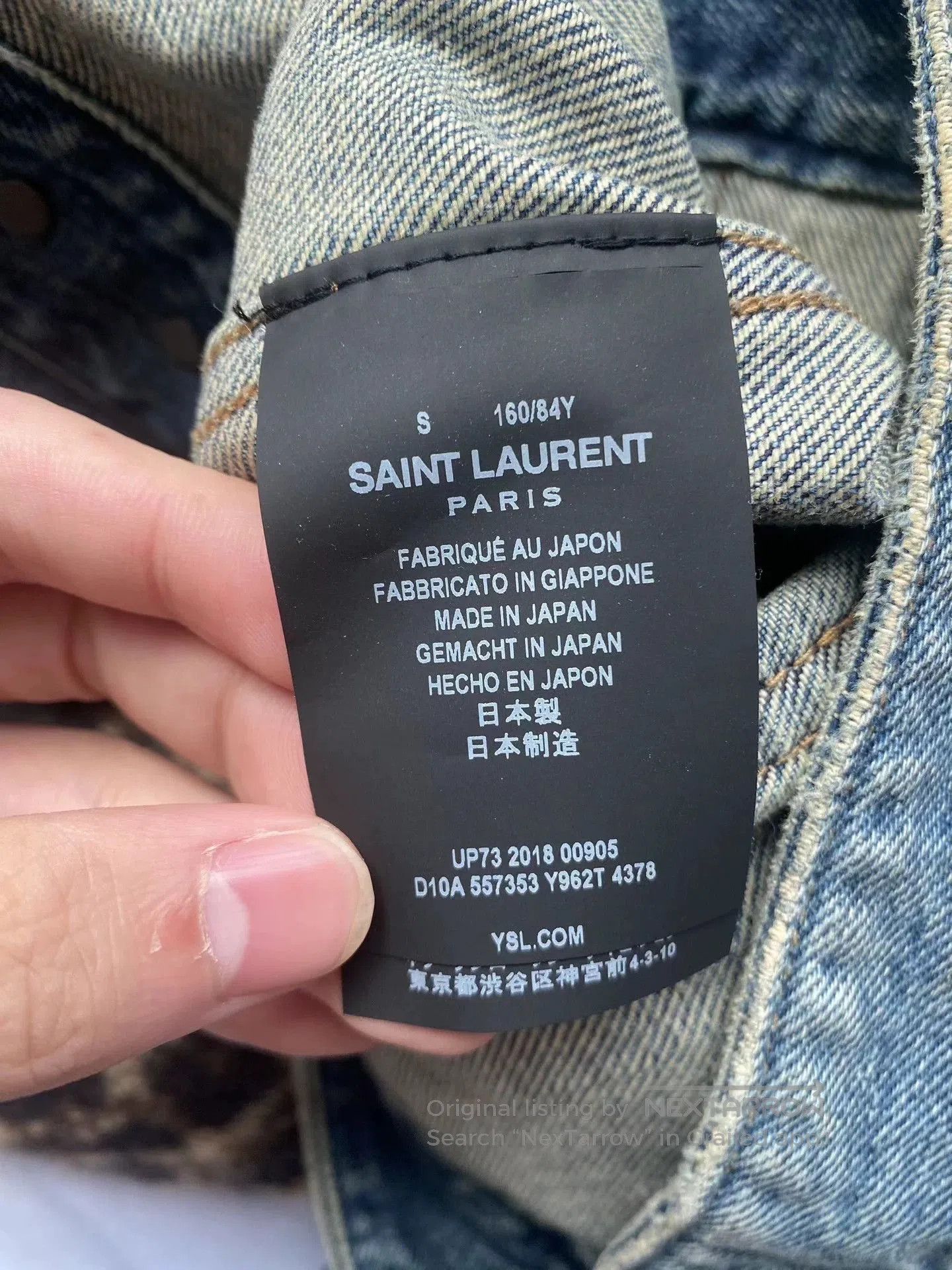 Saint Laurent Paris Blue Denim Jacket with Distressed Collar and Cuffs . Size US L / EU 52-54 / 3 - 7 Thumbnail