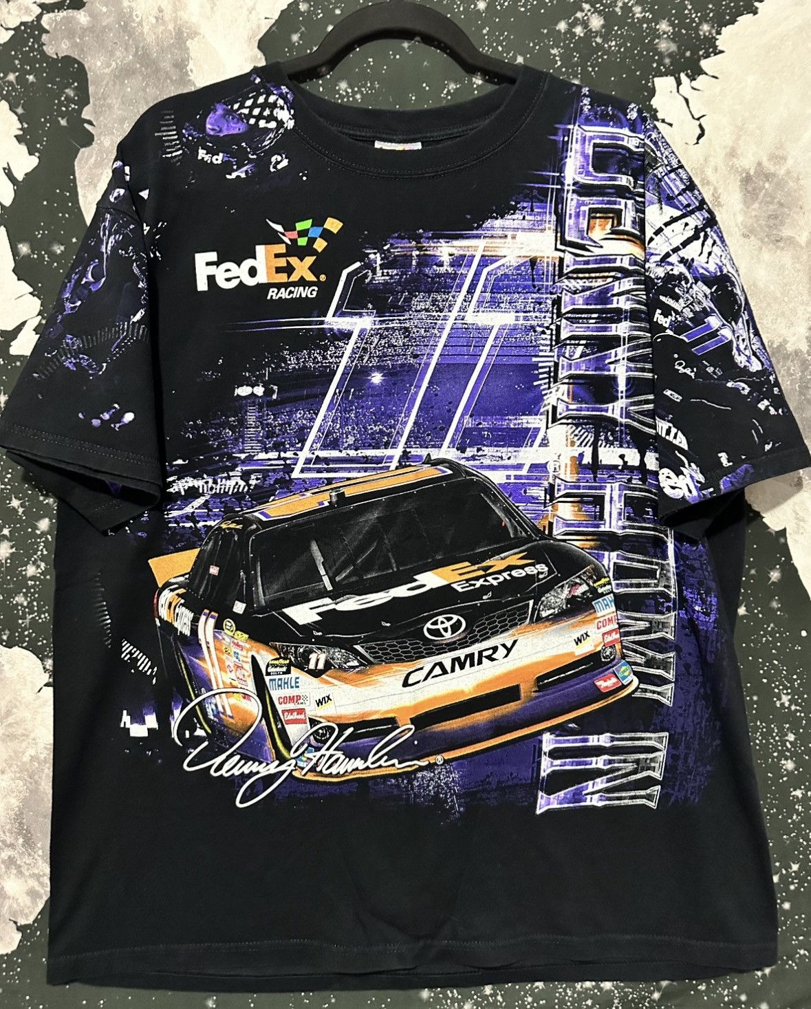 NASCAR NASCAR Denny Hamlin FedEx Race Car Shirt Size US XL / EU 56 / 4 - 1 Thumbnail