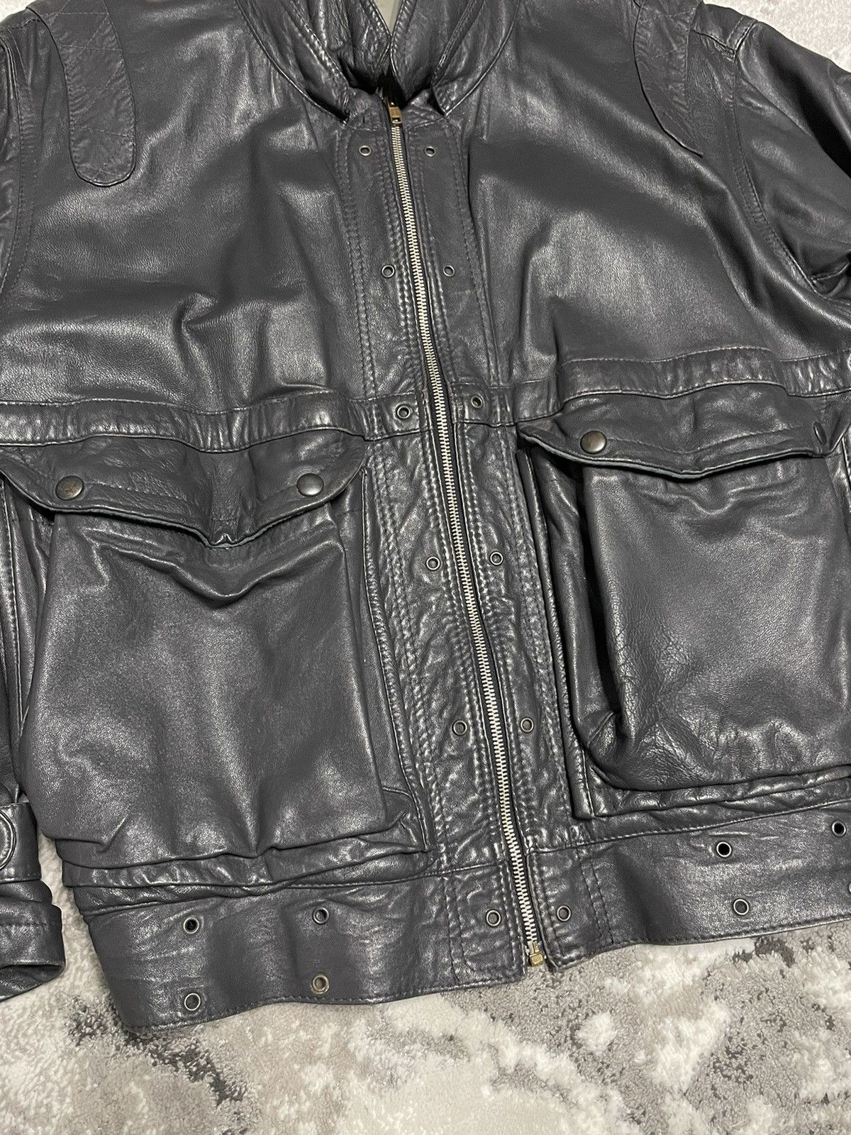 Genuine Leather Crazy Vintage Leather Bomber Jacket Biker Rick Owens Style Size US M / EU 48-50 / 2 - 14 Thumbnail