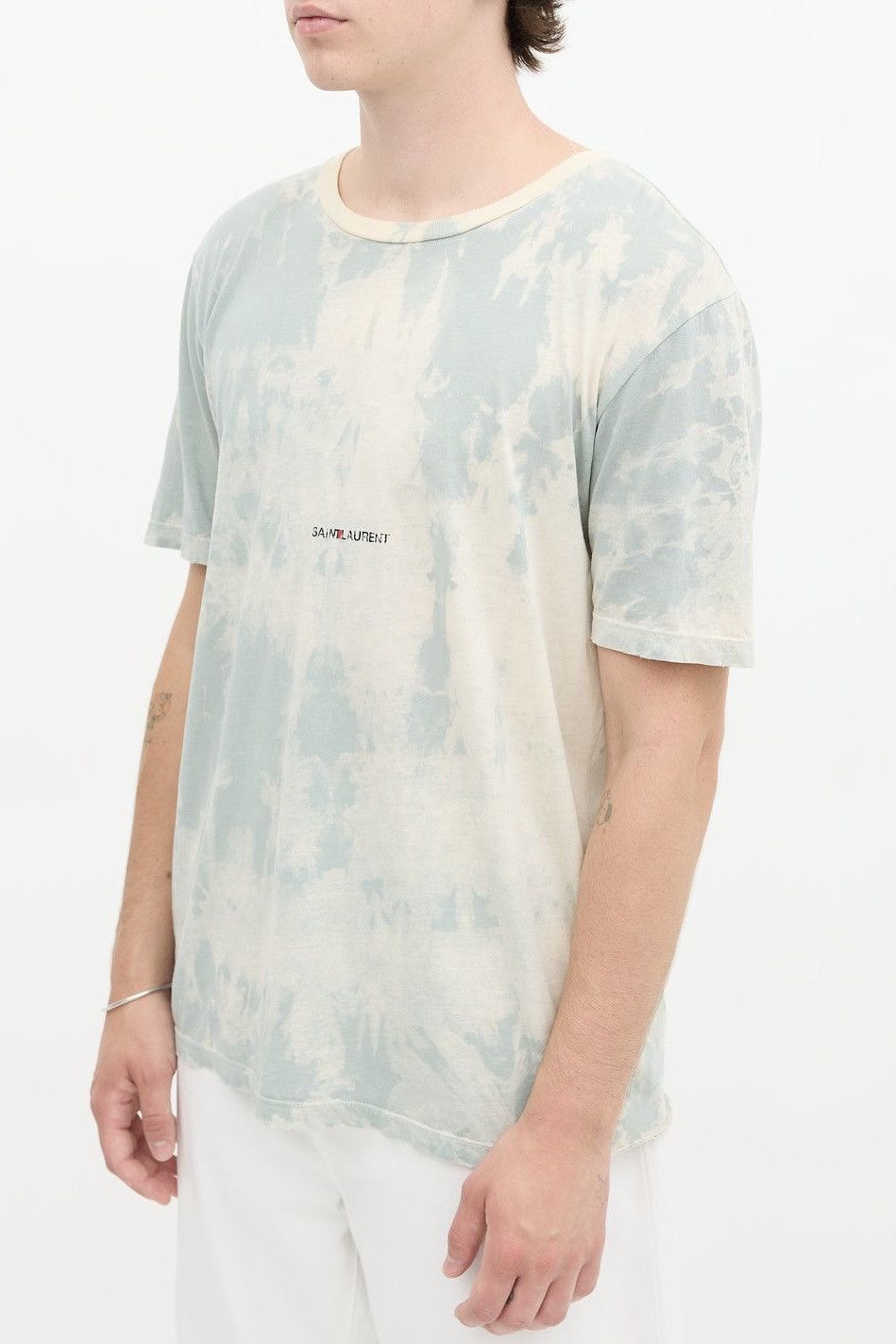 Saint Laurent Paris Saint Laurent Tie Dye Printed Tee T-shirt Blue Center Logo Size US L / EU 52-54 / 3 - 1 Thumbnail