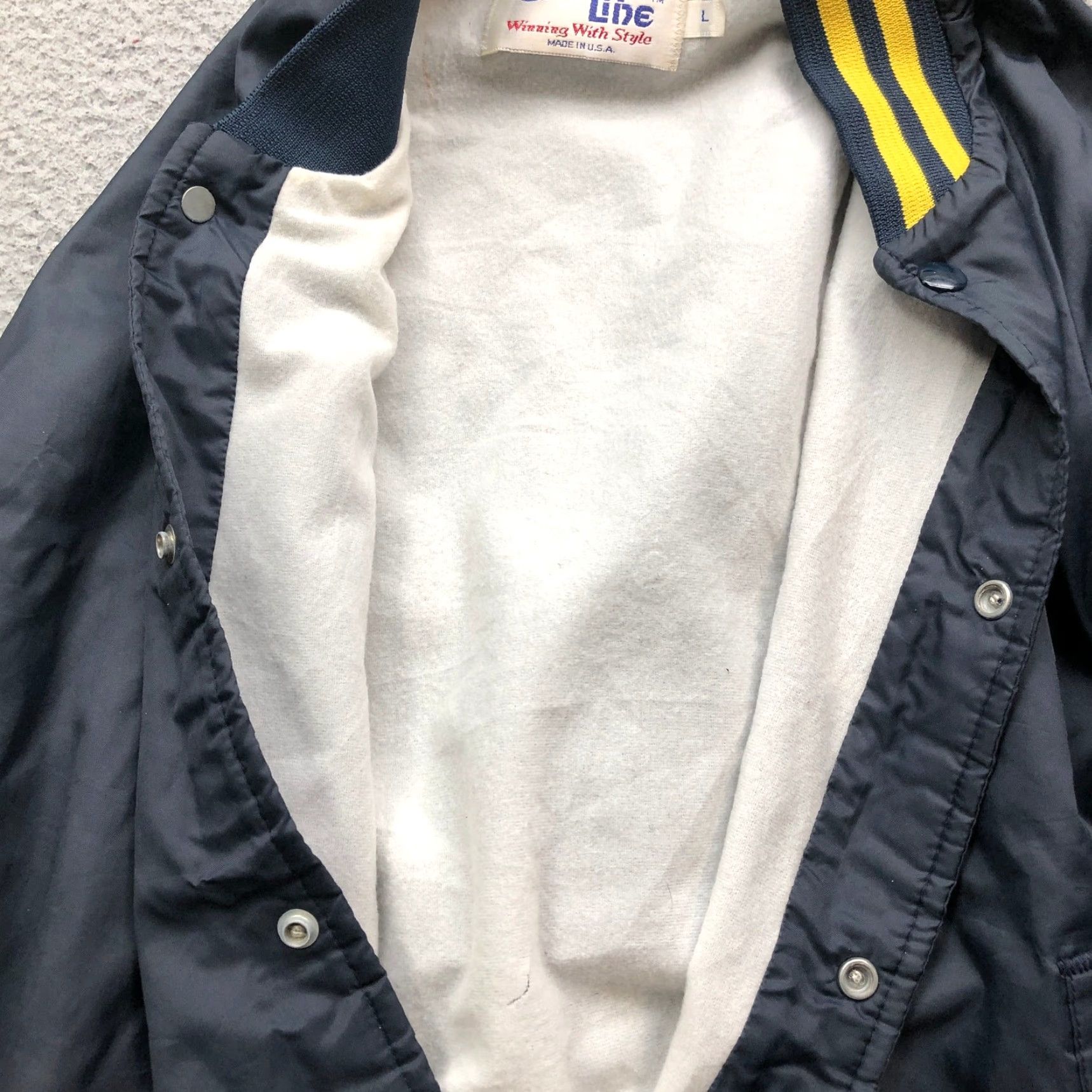 Chalk Line VINTAGE Chalk Line US Navy Bomber Jacket Mens L Snap Button Navy Yellow - 80s, Workwear, Casual, Military Style Size US L / EU 52-54 / 3 - 6 Thumbnail