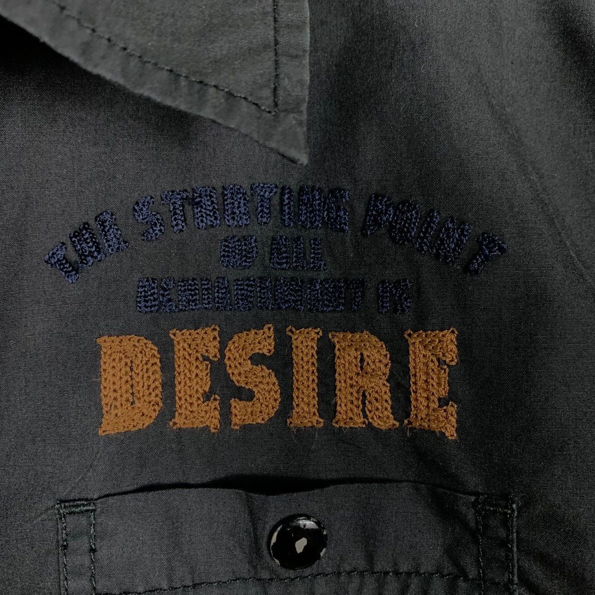 Japanese Brand DESIRE Big Logo 3 Quarter Sleeve Button Shirt #0645-C30 Size M / US 6-8 / IT 42-44 - 15 Thumbnail