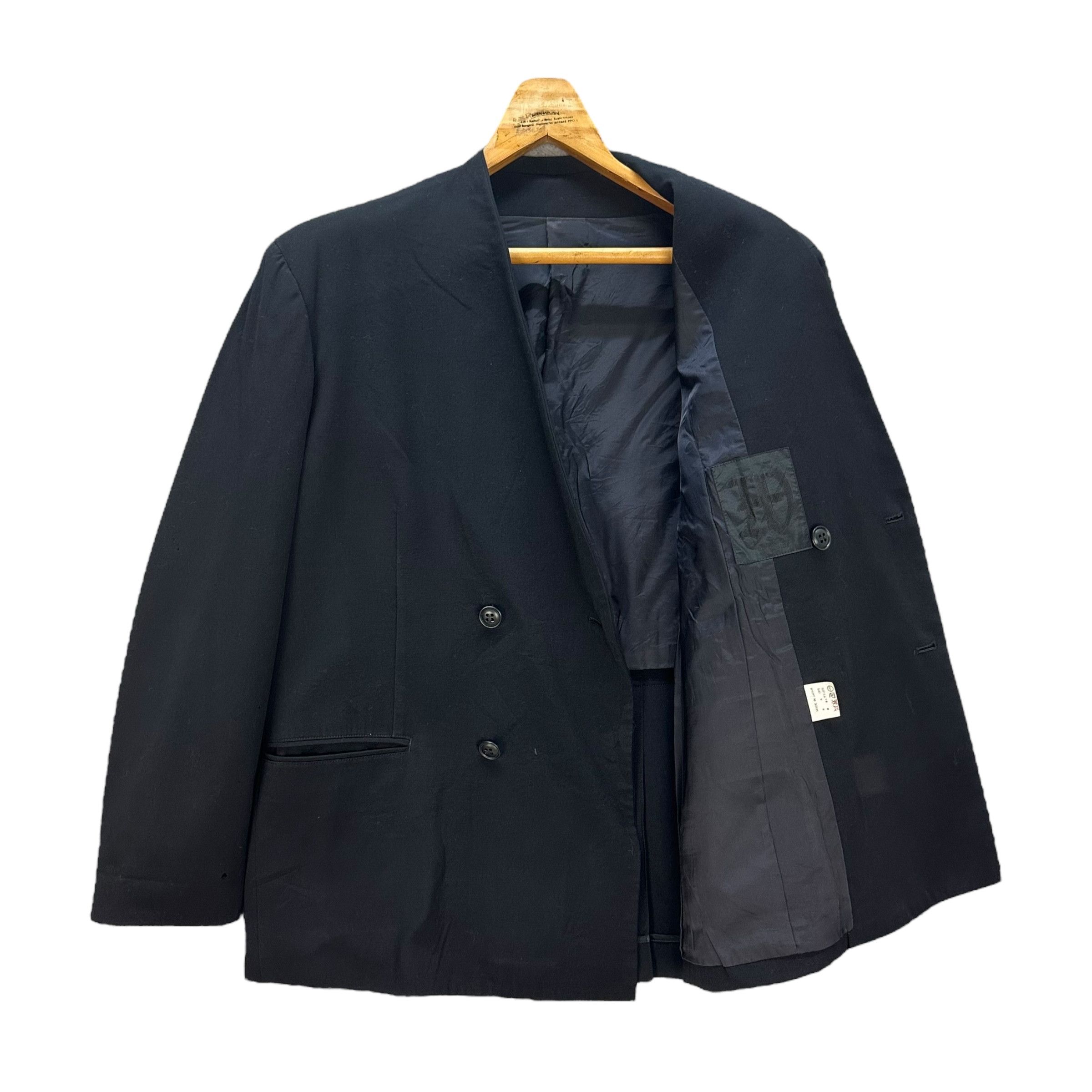 Yohji Yamamoto WORKSHOP DOUBLE BREASTED COLLARLESS JACKET #8716-022 Size US M / EU 48-50 / 2 - 8 Thumbnail