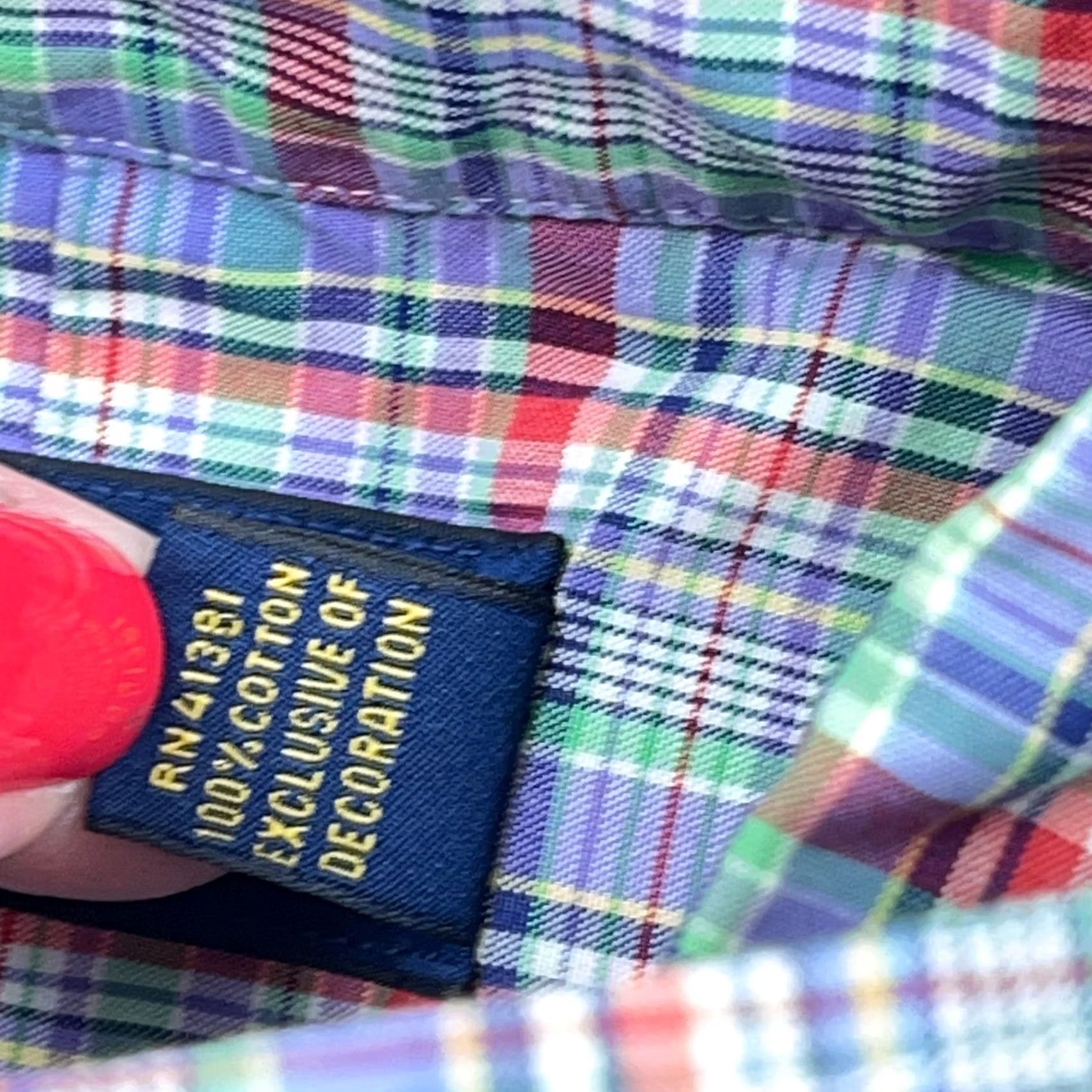Ralph Lauren Ralph Lauren Shirt Adult Medium Blue Red Multi Button Up Dress Cotton Preppy Men Size 40R - 7 Thumbnail