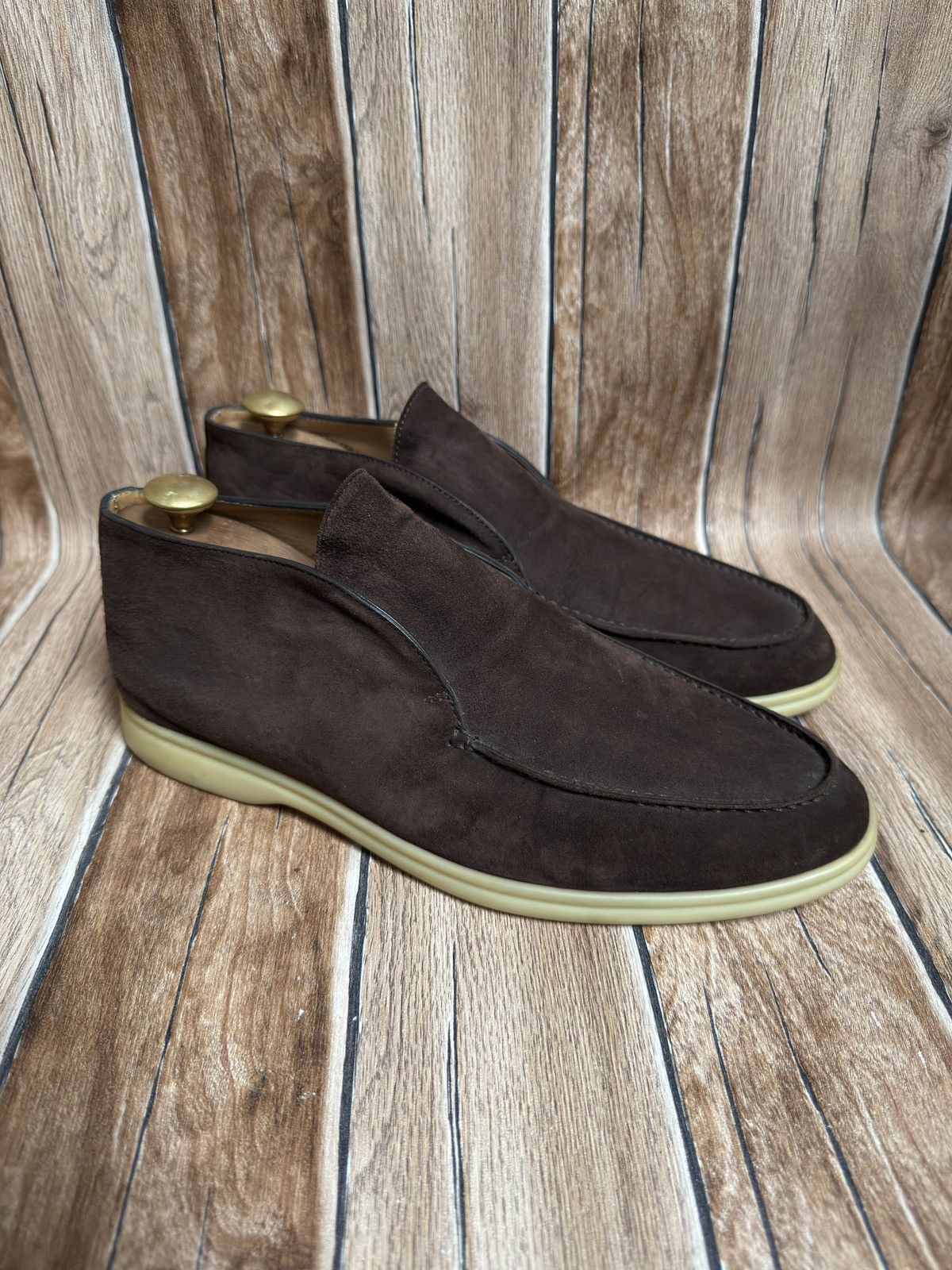 Suede open walk loafers