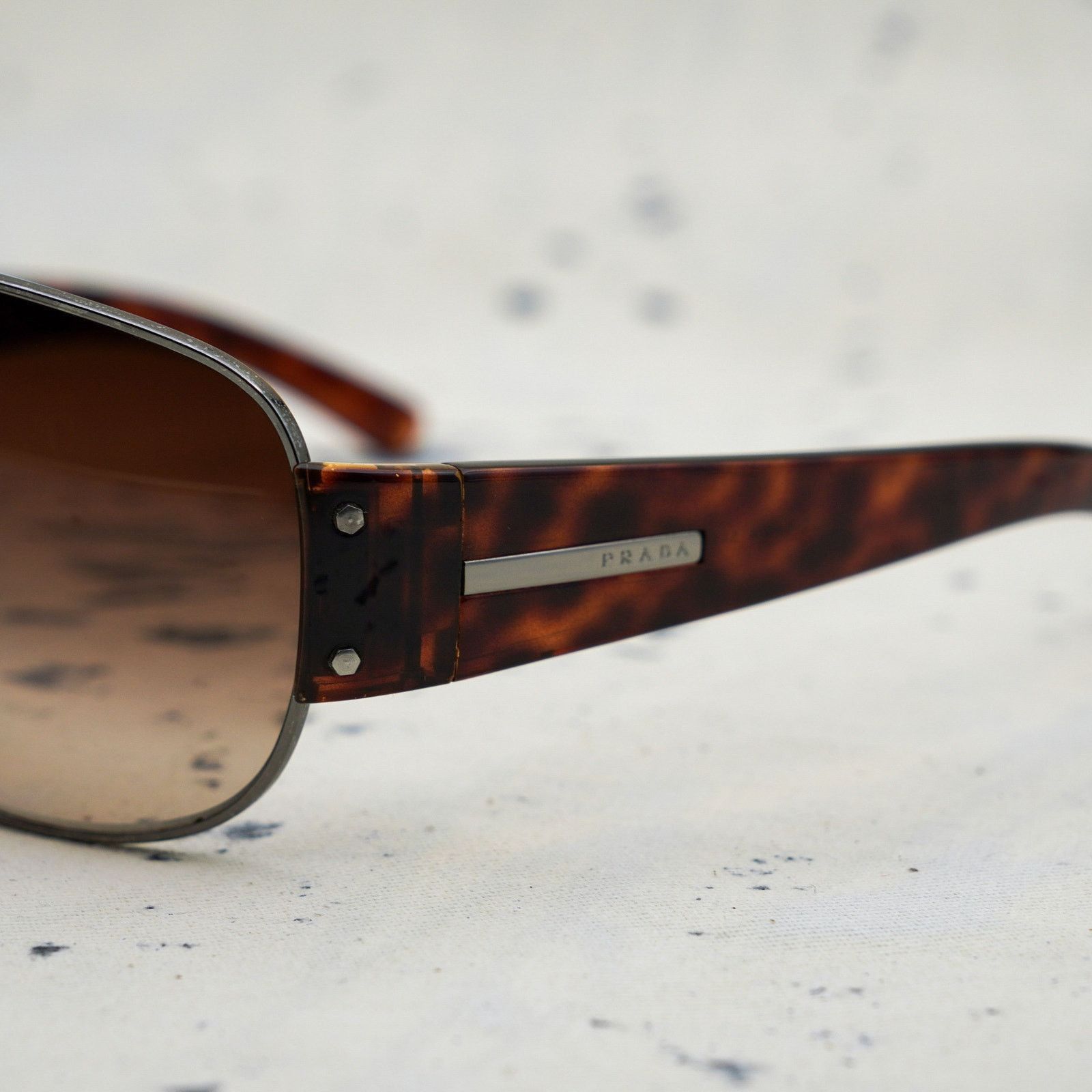 Prada Prada gradient brown aviator silver logo sunglasses Size ONE SIZE - 4 Thumbnail