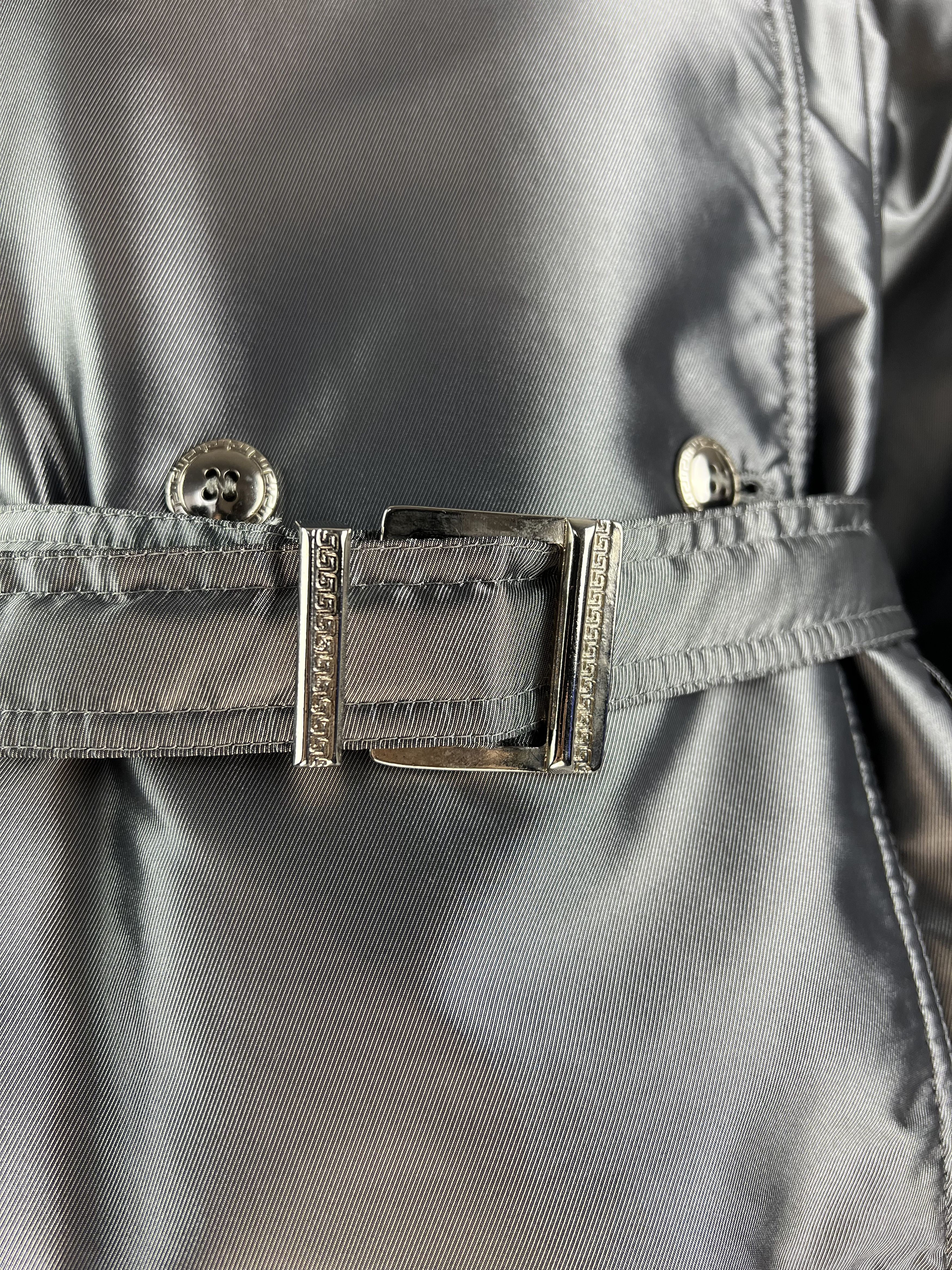 Versace × Vintage 90s Versace Classic V2 VTG Silver Shimmering Trench Coat Size L / US 10 / IT 46 - 7 Thumbnail