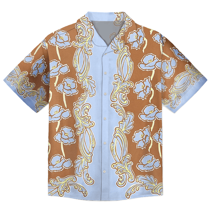 Designer Men's White Printed Camp-Collar Shirt Size US S / EU 44-46 / 1 - 1 Thumbnail