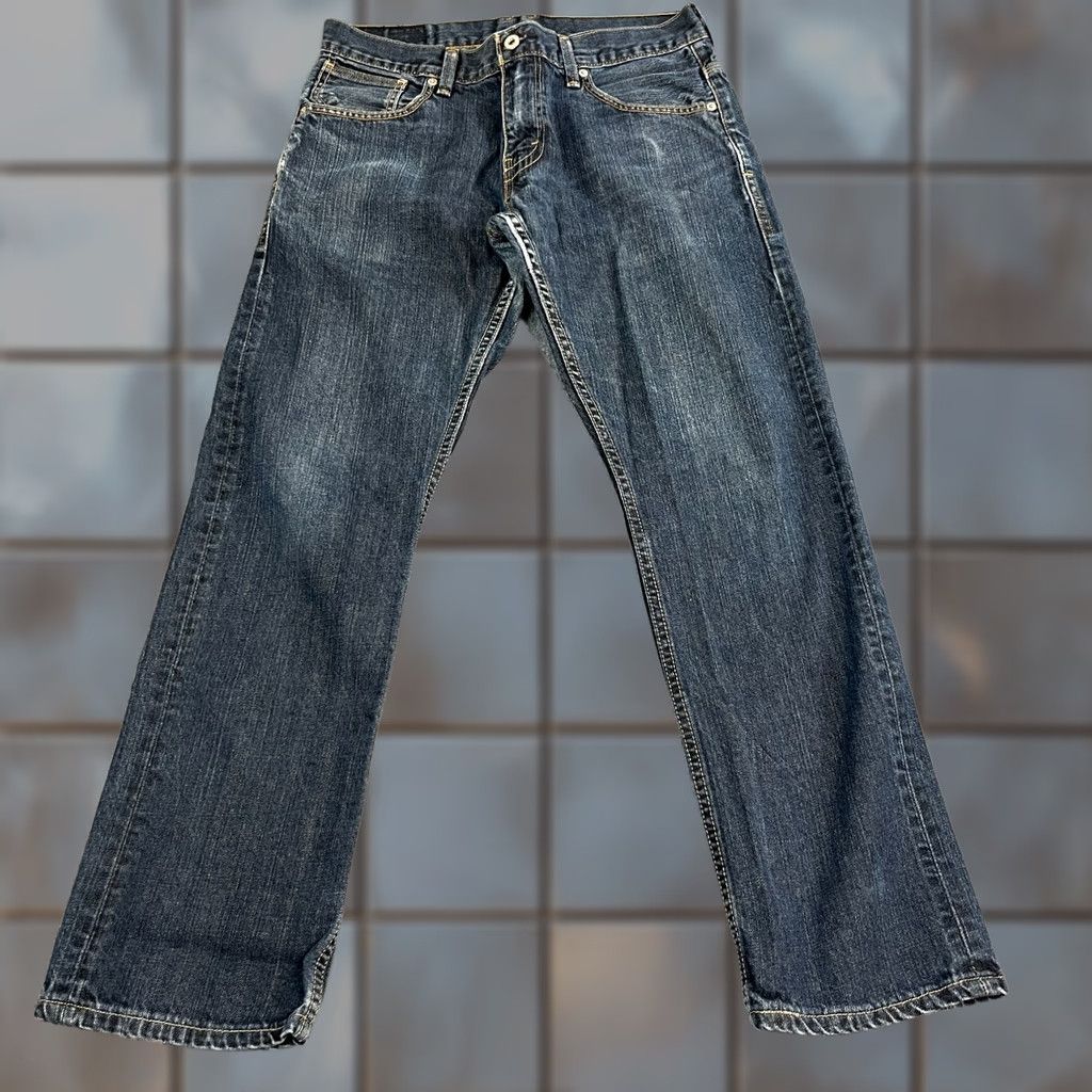 Levi's 514 Jeans Slim Straight 32 30 Dark Wash Blue 5-Pocket Vintage Mens 80s 90s Flap Pocket Denim Cotton Regular Size Type: Jeans