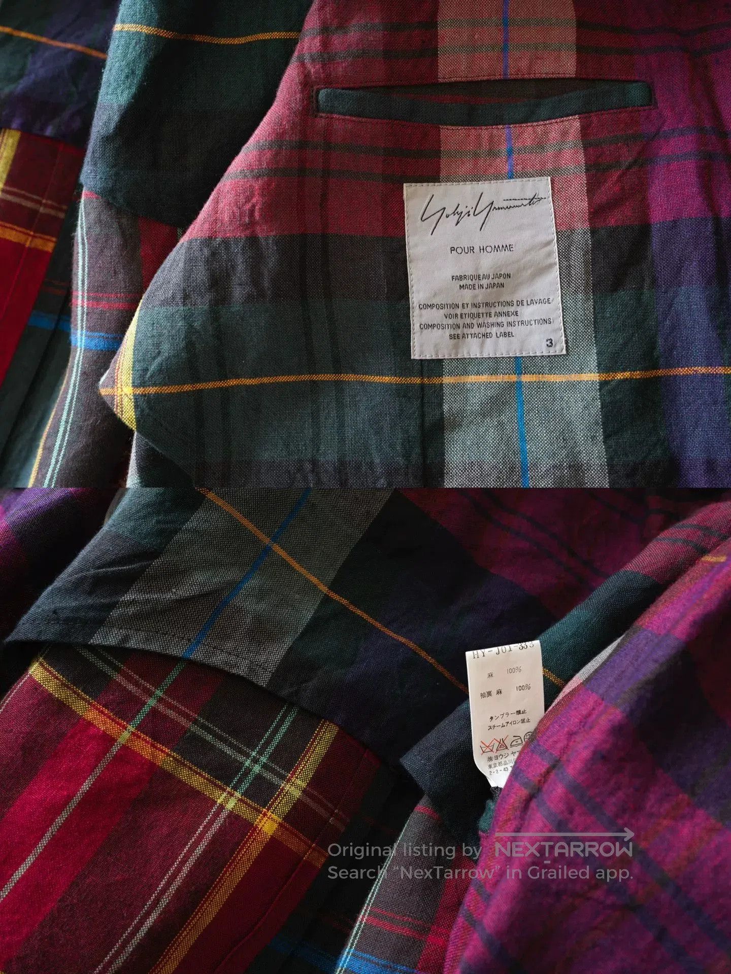 Yohji Yamamoto yohji yamamoto plaid jacket with leather details. Size US M / EU 48-50 / 2 - 8 Thumbnail