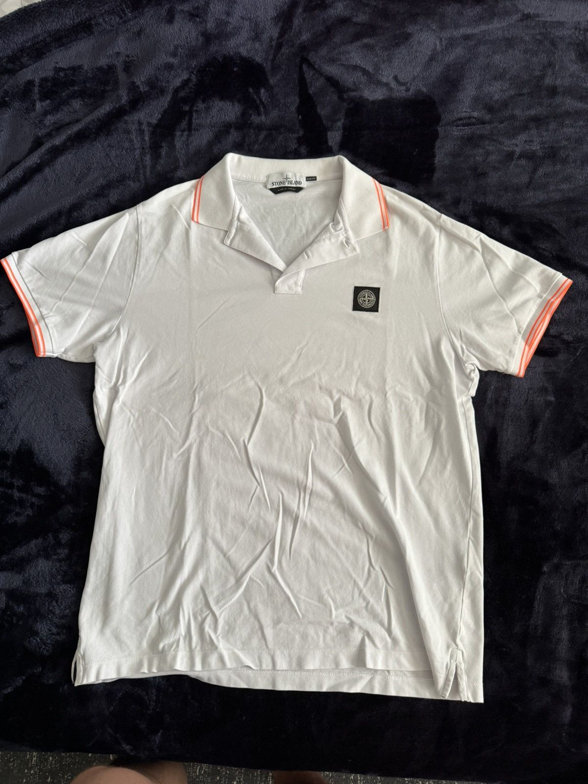 image of Stone Island Short Sleeve Polo in White, Men's (Size 2XL)