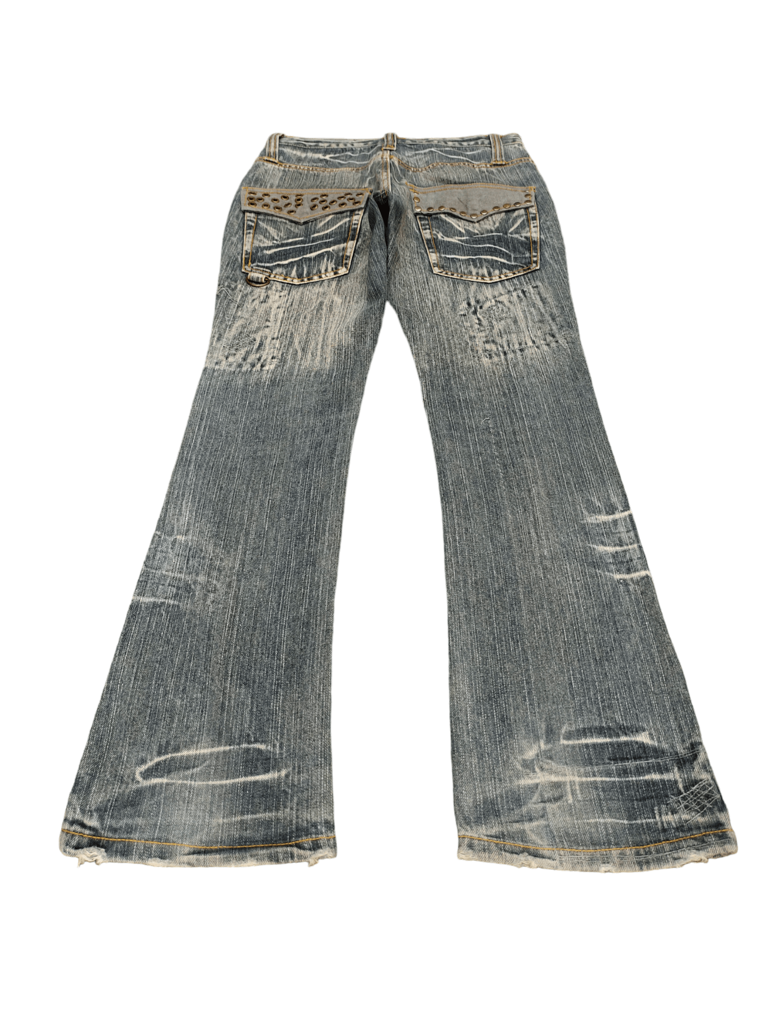 If Six Was Nine Flare Jeans FS Studded Distress Faded Boot Cut Y2k Mudmax Size US 30 / EU 46 - 11 Thumbnail