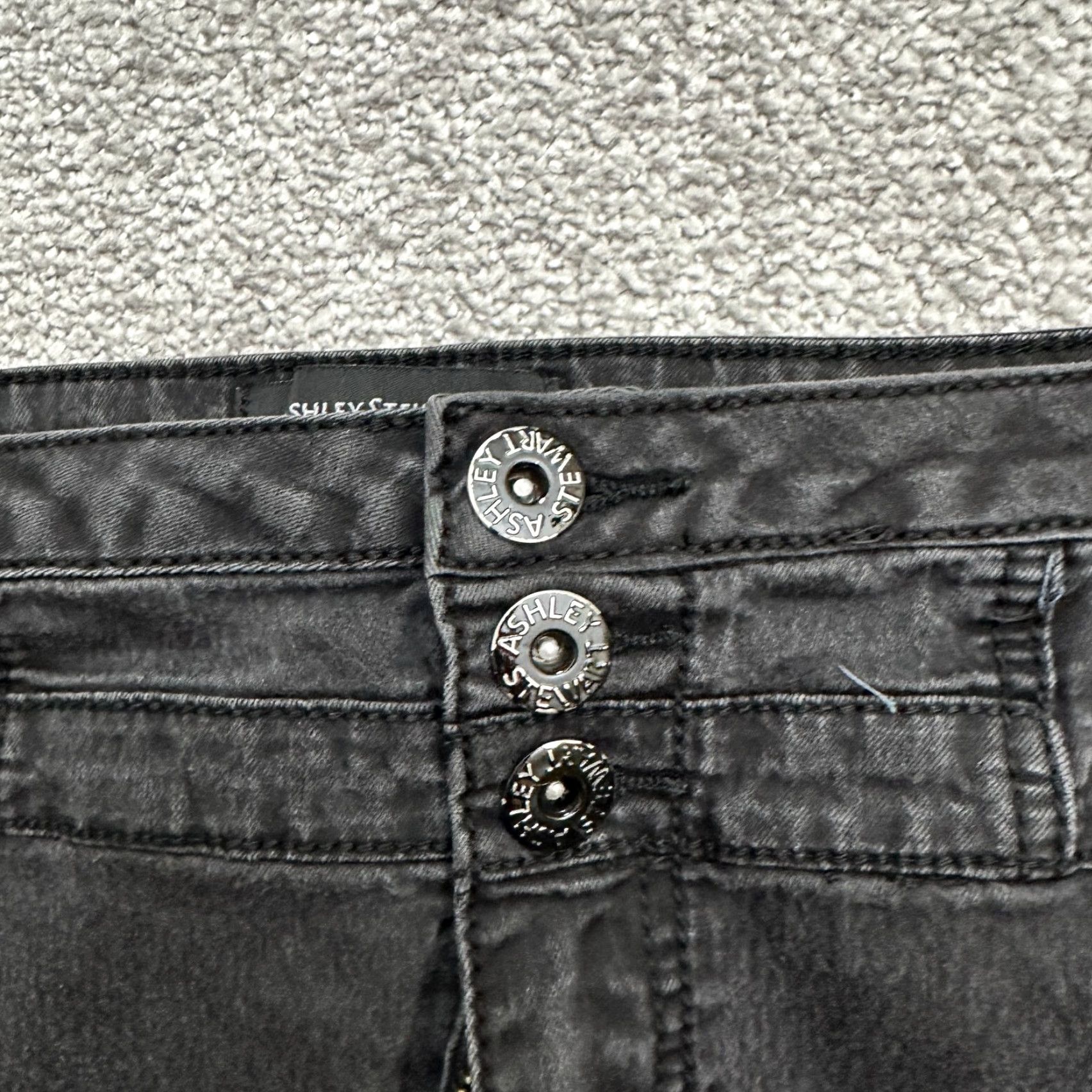 Vintage Ashley Stewart Jeans Women 16 Black Dark Wash Straight High Rise Lightweight Stretch Denim Cotton Blend Size 38" / US 16 / IT 52 - 3 Thumbnail