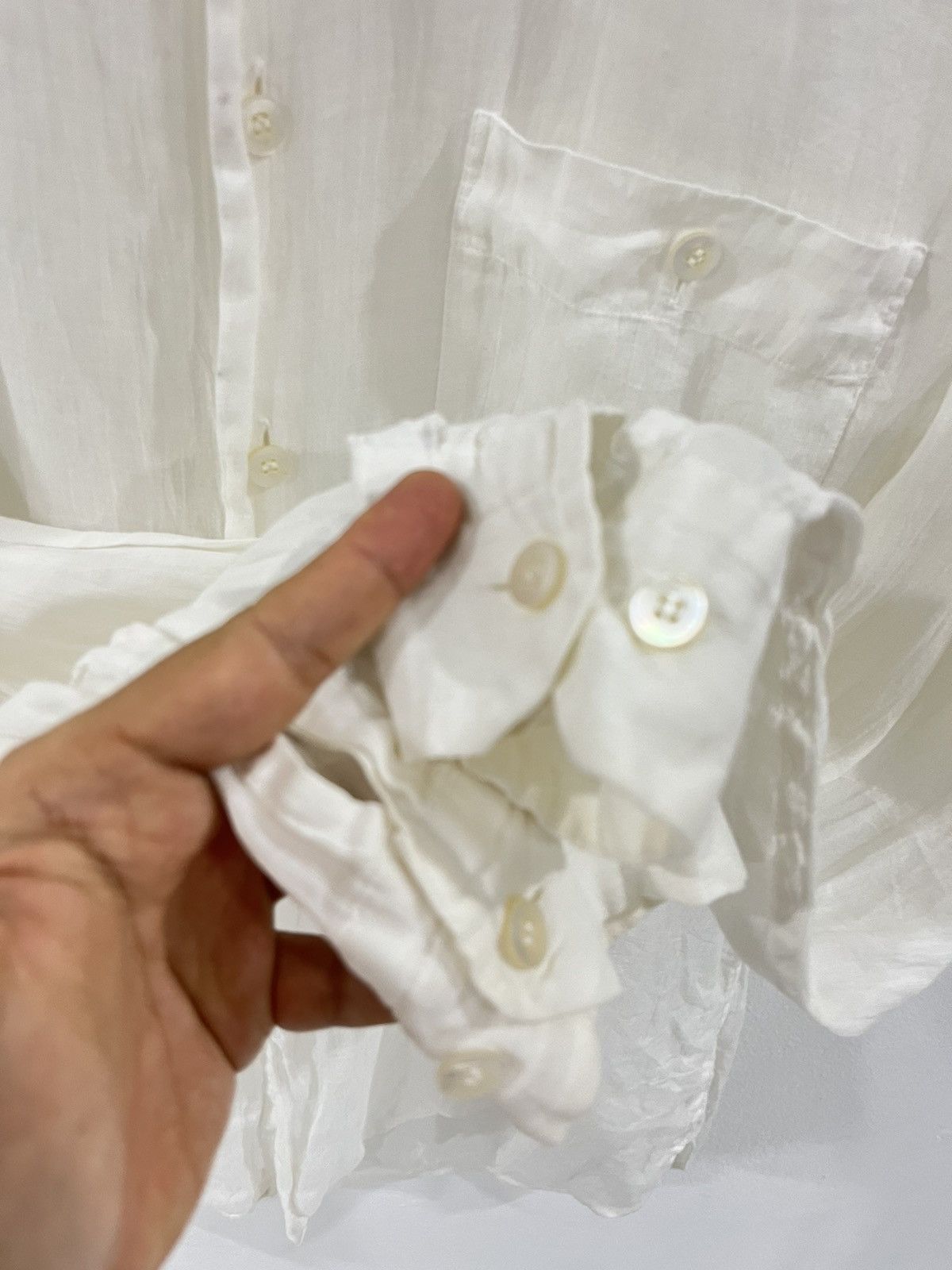 Issey Miyake × Japanese Brand × Vintage Issey Miyake Button Up White Long Sleeve 100% Linen Shirt Size US S / EU 44-46 / 1 - 5 Thumbnail