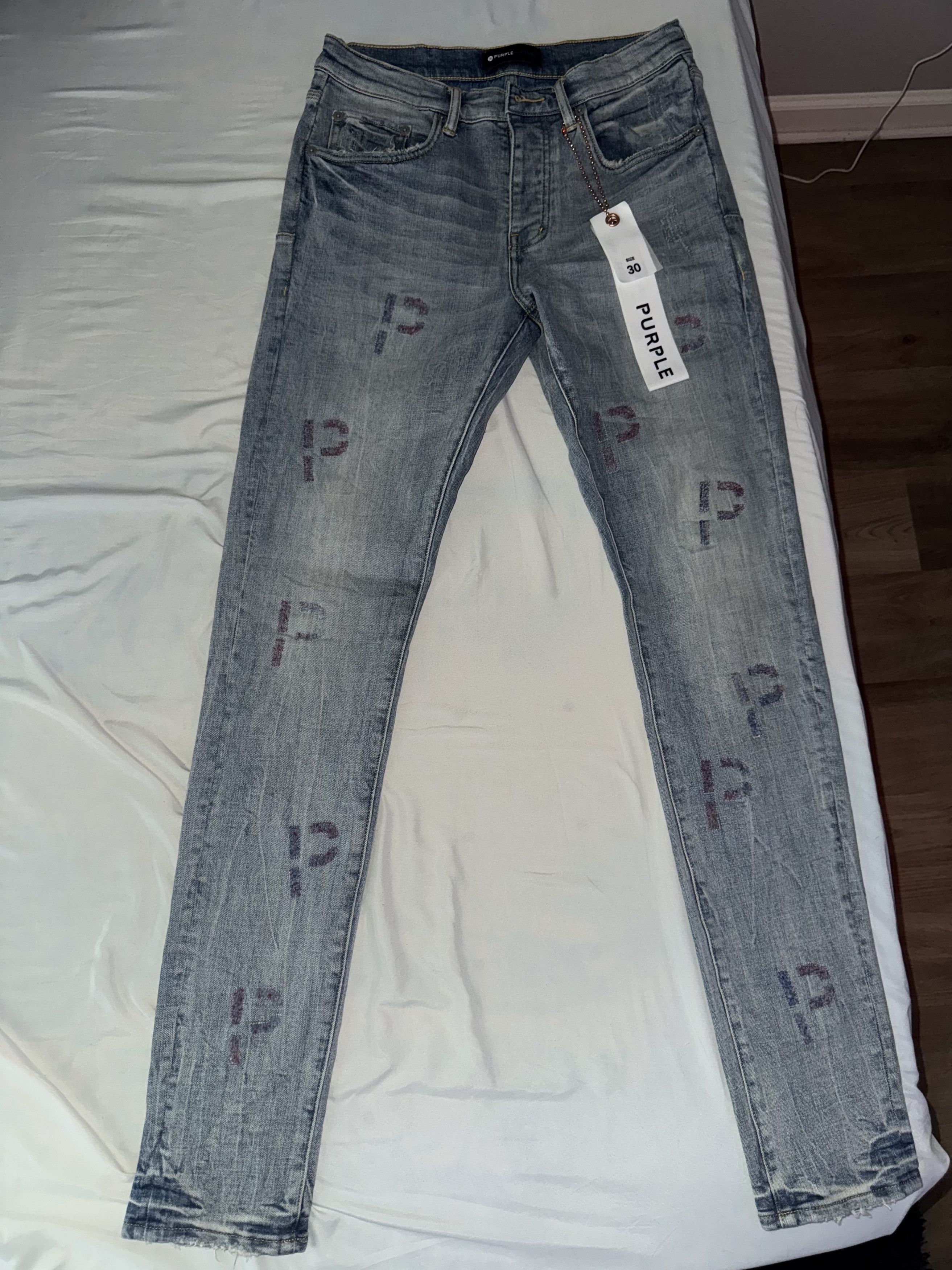 Purple Brand embroidered-logo low-rise jeans