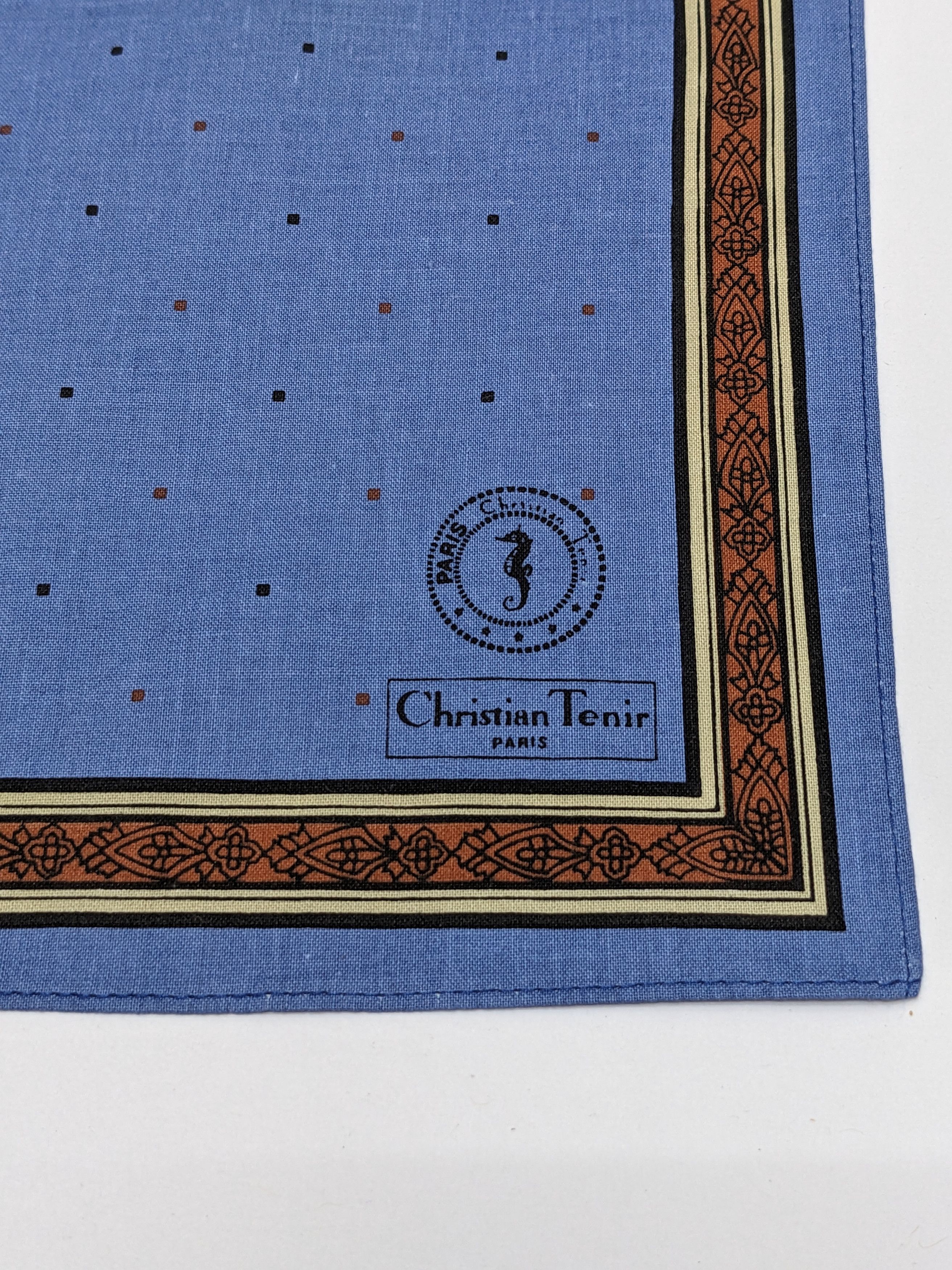 Other Christian Tenir Paris Vintage Blue Monogram Handkerchief Size ONE SIZE - 2 Thumbnail