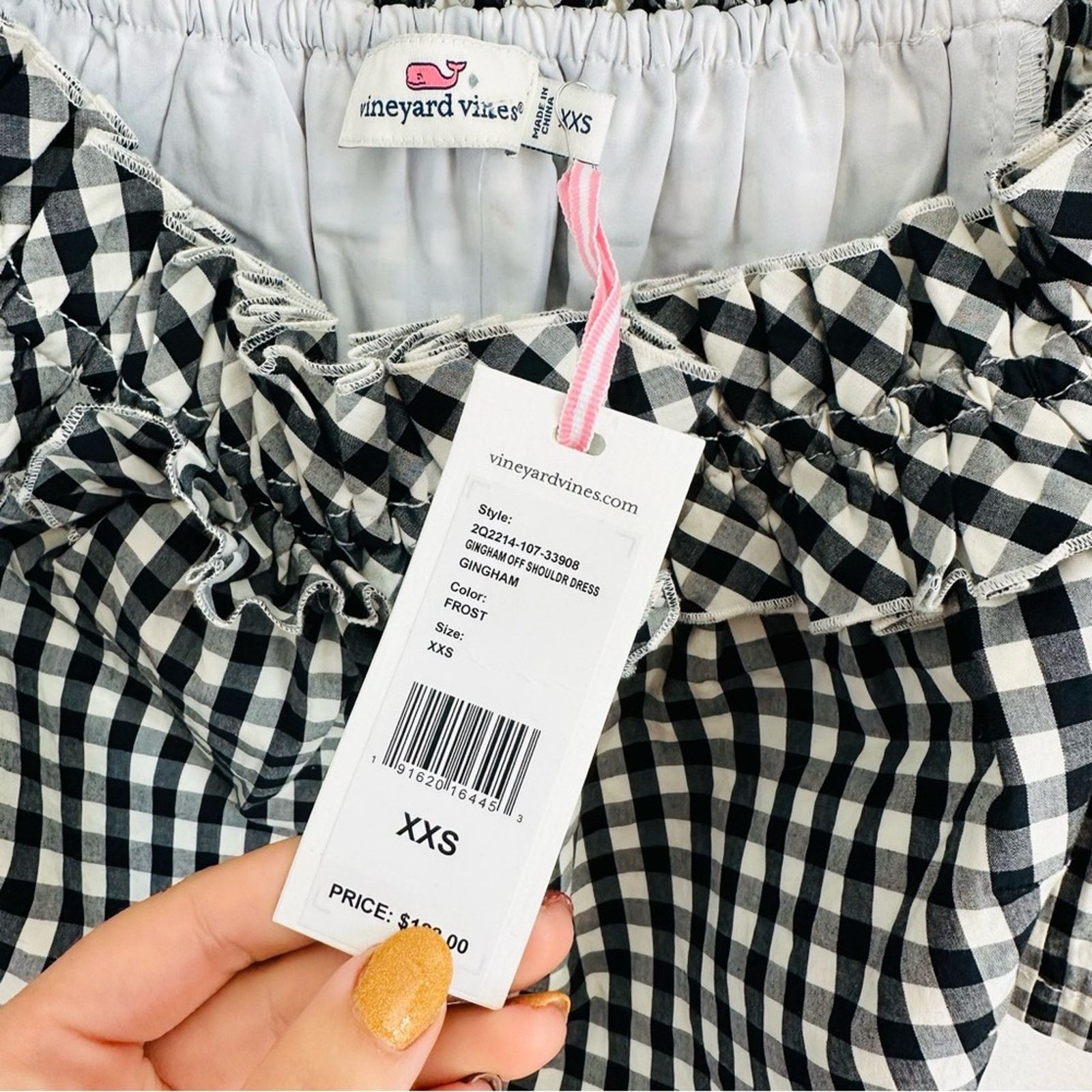 Vineyard Vines NEW VINEYARD VINES Black White Gingham Ruffle Mini Dress Size XXS / US 00 / IT 34 - 7 Thumbnail