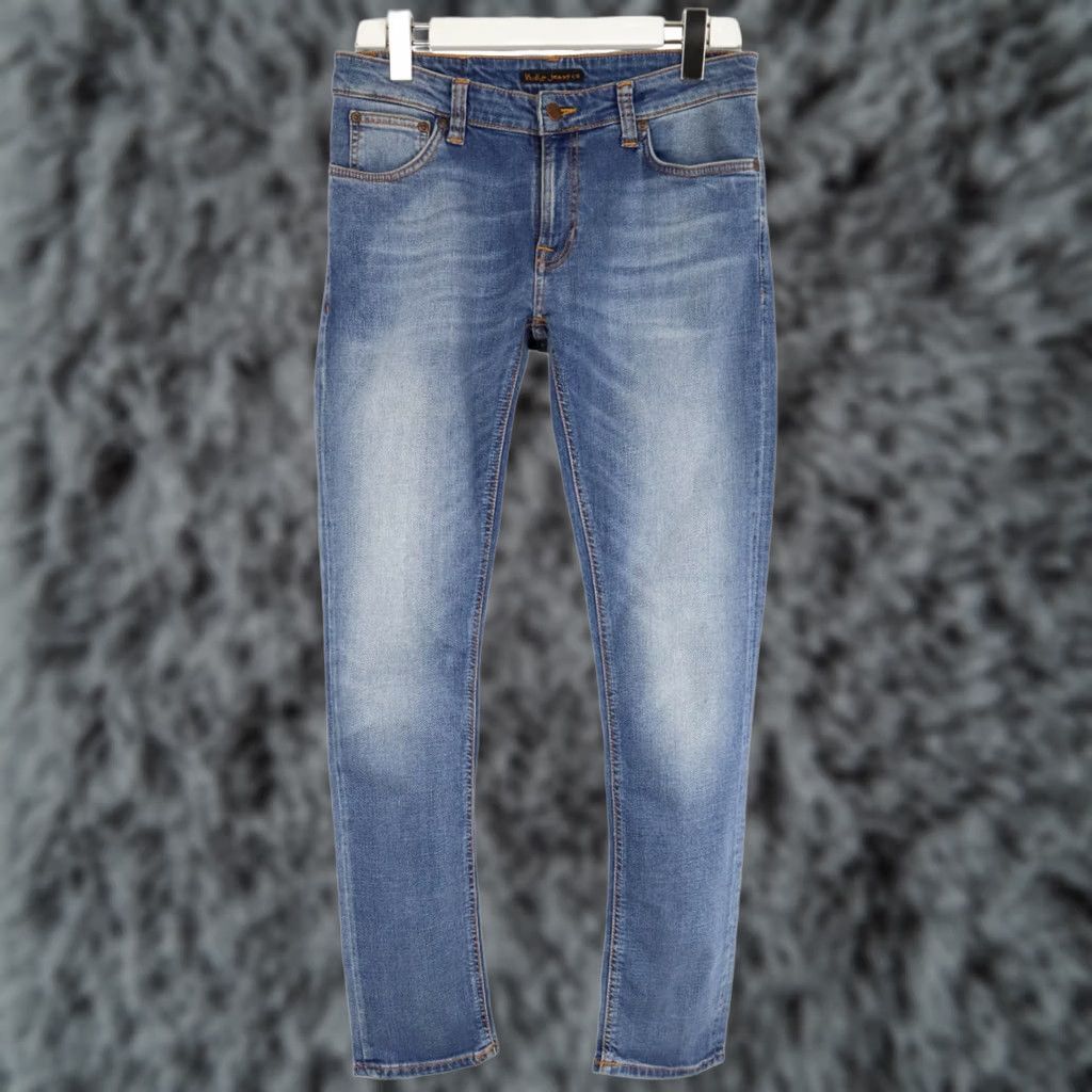 Vintage NUDIE Jeans Skinny Lin Slowly Worn Men's W31/L30 Whiskers Stretch Zip Fly Size US 31 - 1 Thumbnail