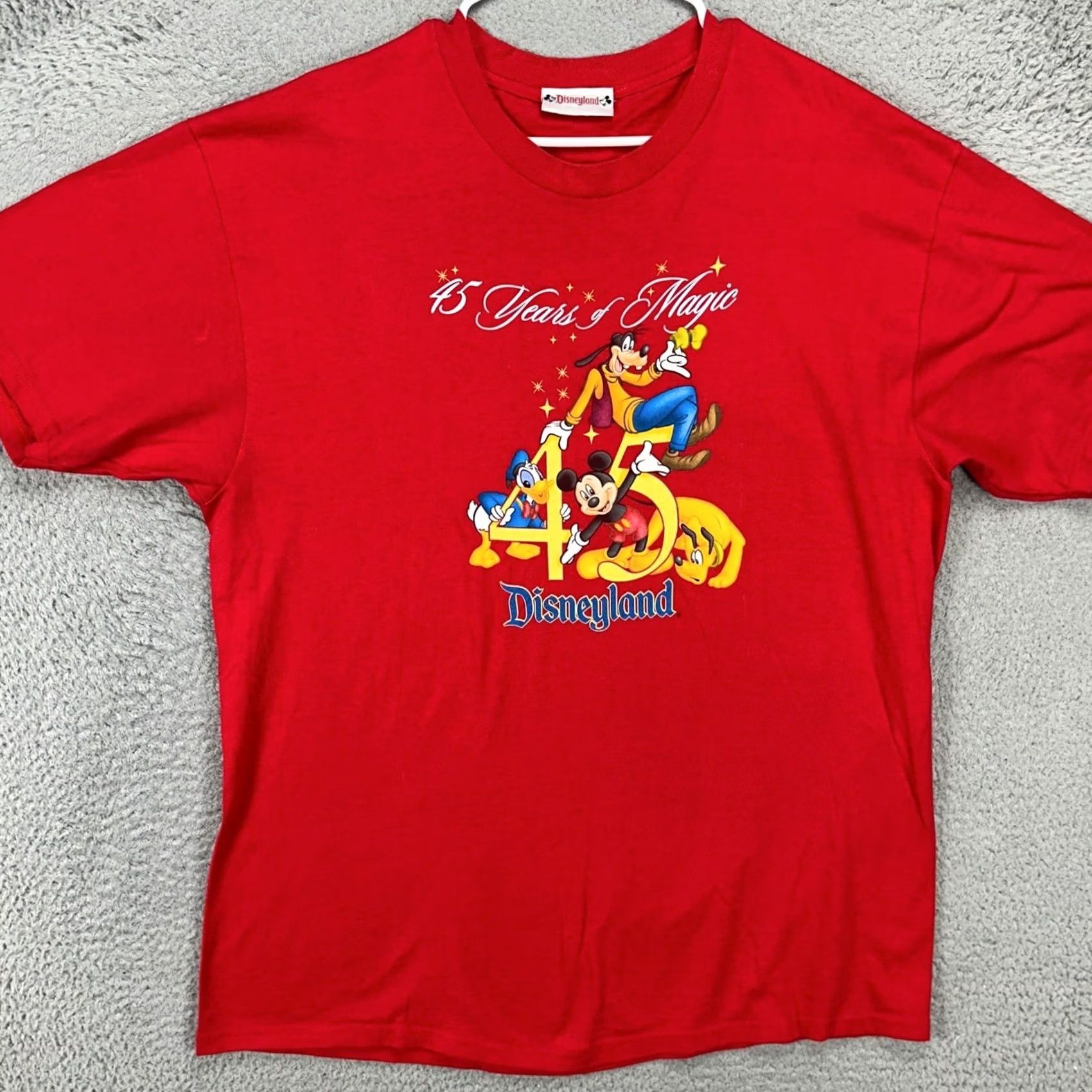 Vintage VINTAGE Disneyland T-Shirt Tee Mens XL Red 45 Year Of Magic Mickey Goofy Donald Size US XL / EU 56 / 4 - 3 Thumbnail
