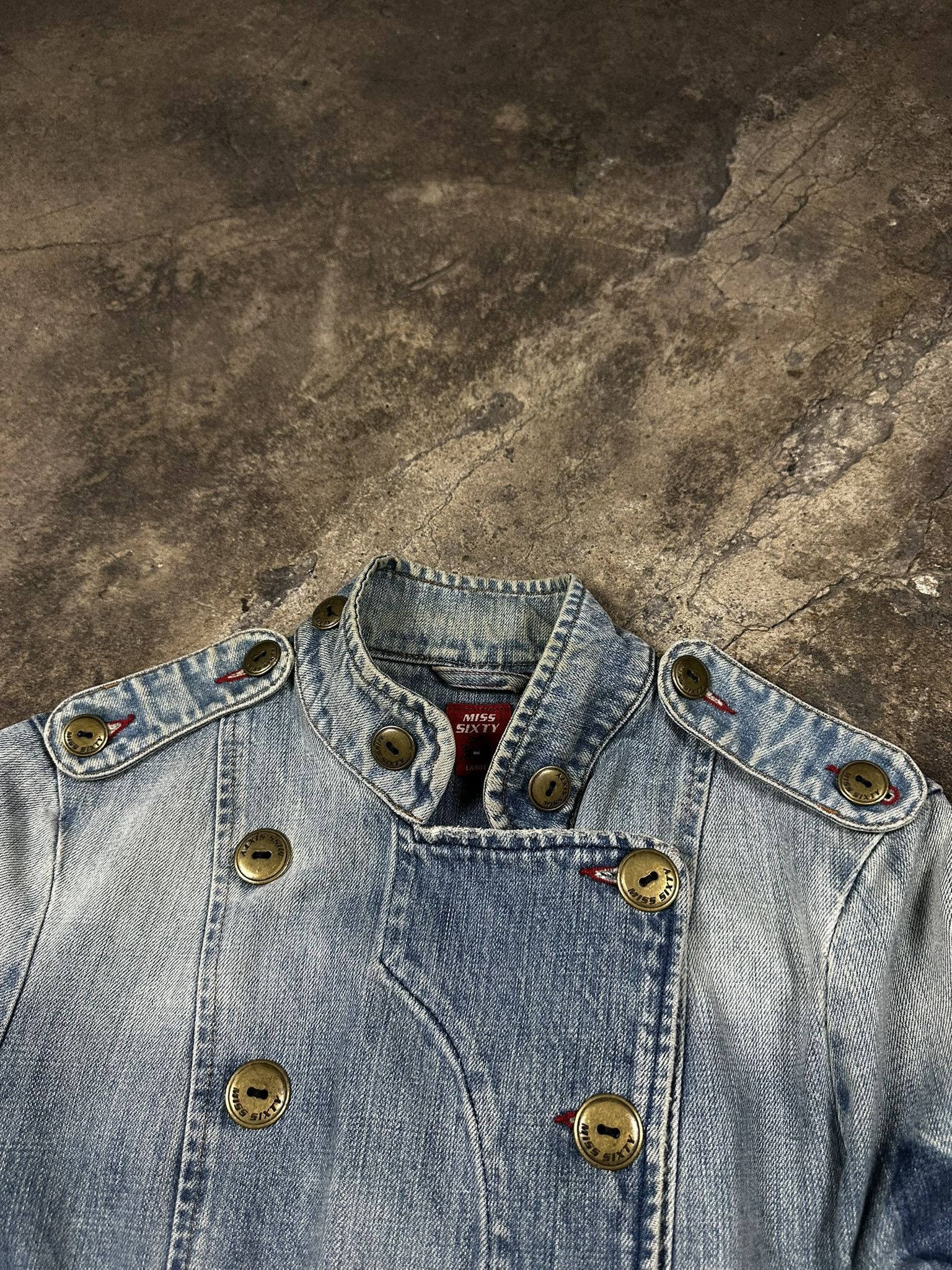 Miss Sixty 2000s Miss Sixty Avant Garde Faded Denim Boxy Y2k Jacket Size L / US 10 / IT 46 - 5 Thumbnail
