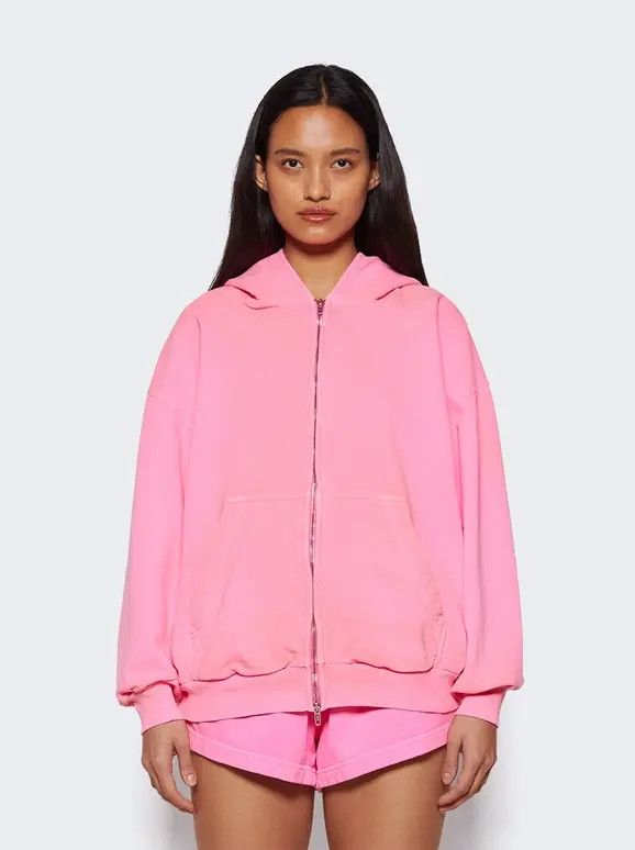 Balenciaga o1bcso1str0625 Paris Zip-Up Hoodie Small Fit in Fluo Pink Size L / US 10 / IT 46 - 5 Thumbnail