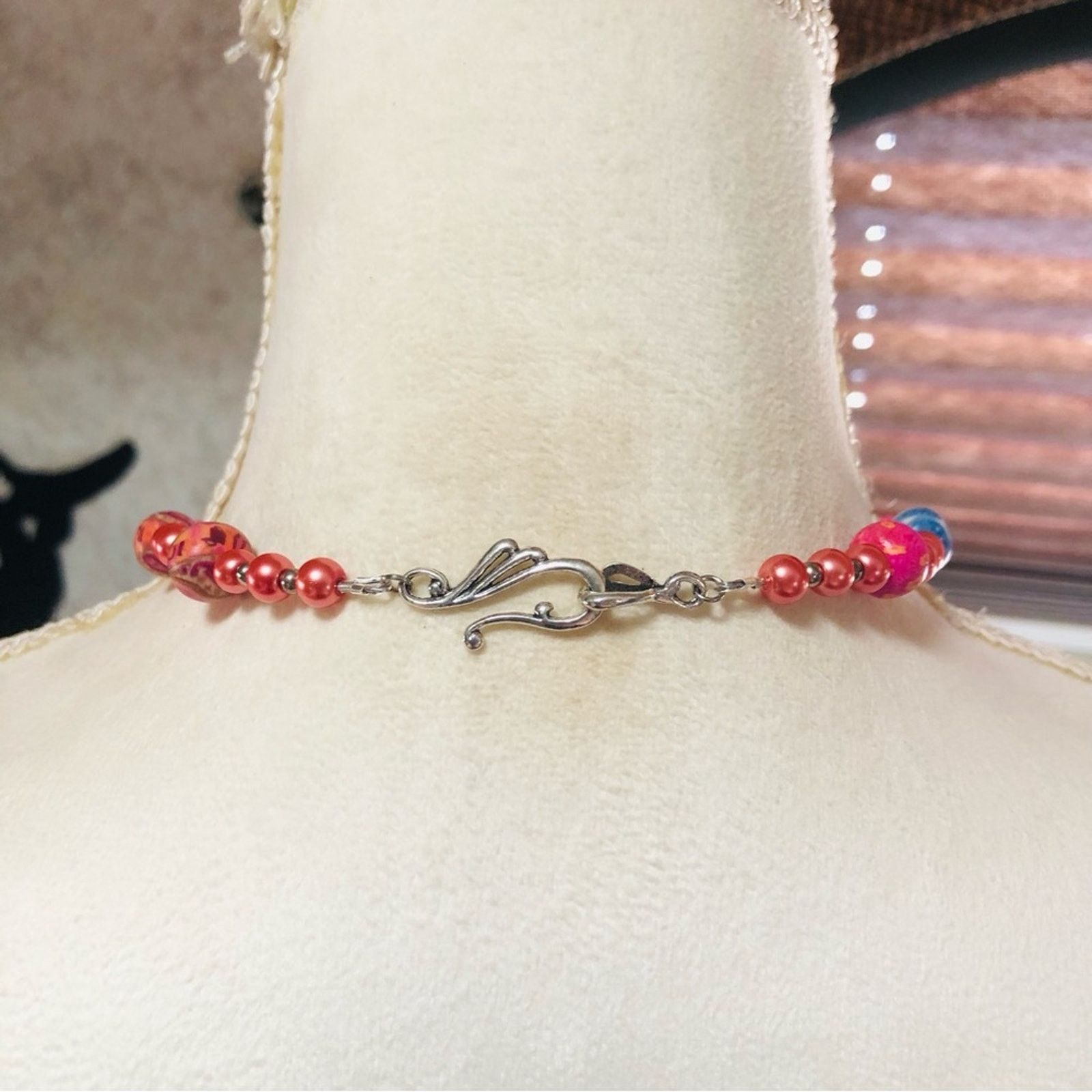 Handmade Handcrafted repurpose rose Czech glass Pearl necklace Size ONE SIZE - 6 Thumbnail