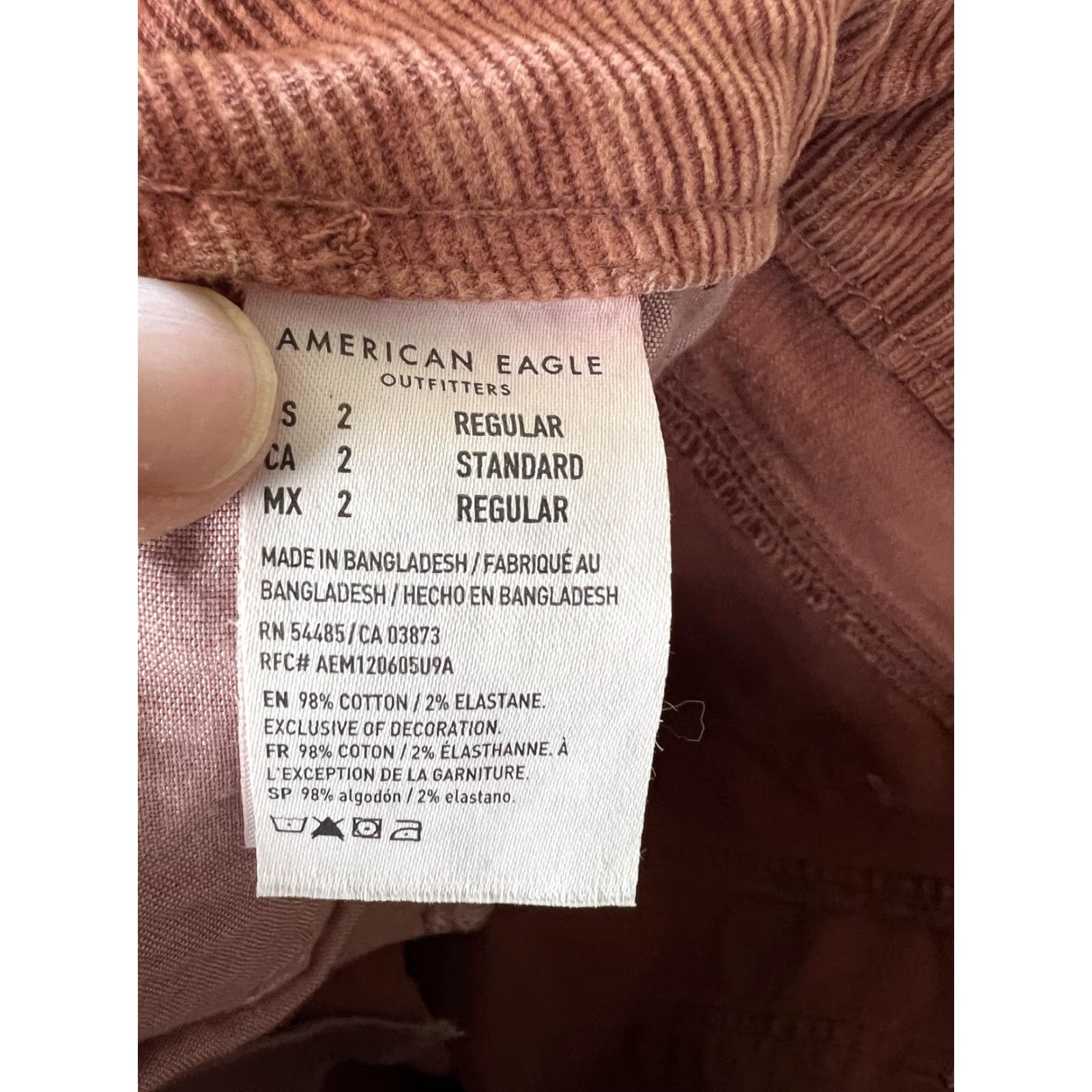 American Eagle Outfitters American Eagle Slim Straight Jeans Womens 2 Rust Red Corduroy Stretch Size 26" / US 2 / IT 38 - 5 Thumbnail