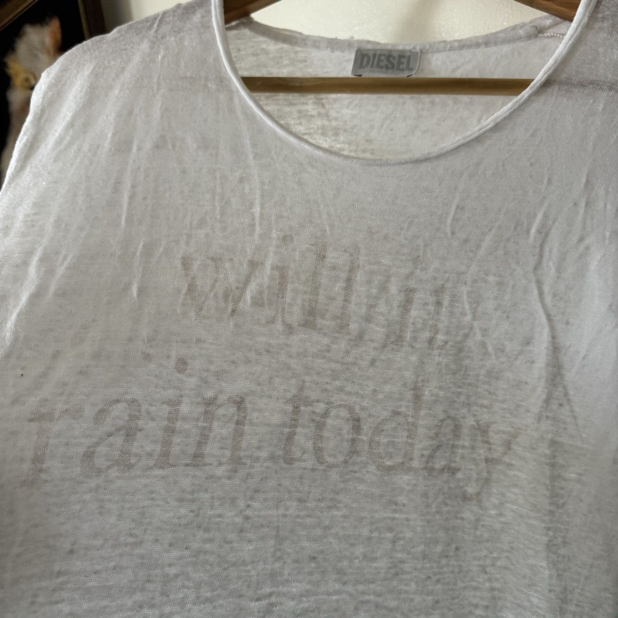 Diesel 2000s Diesel “Will It Rain Today” 100% Linen t-shirt Size M / US 6-8 / IT 42-44 - 2 Thumbnail