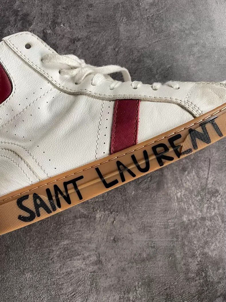 Saint Laurent Paris Saint Laurent Paris Red and White Striped Logo Graffiti Di Size US 6 / EU 39 - 4 Thumbnail