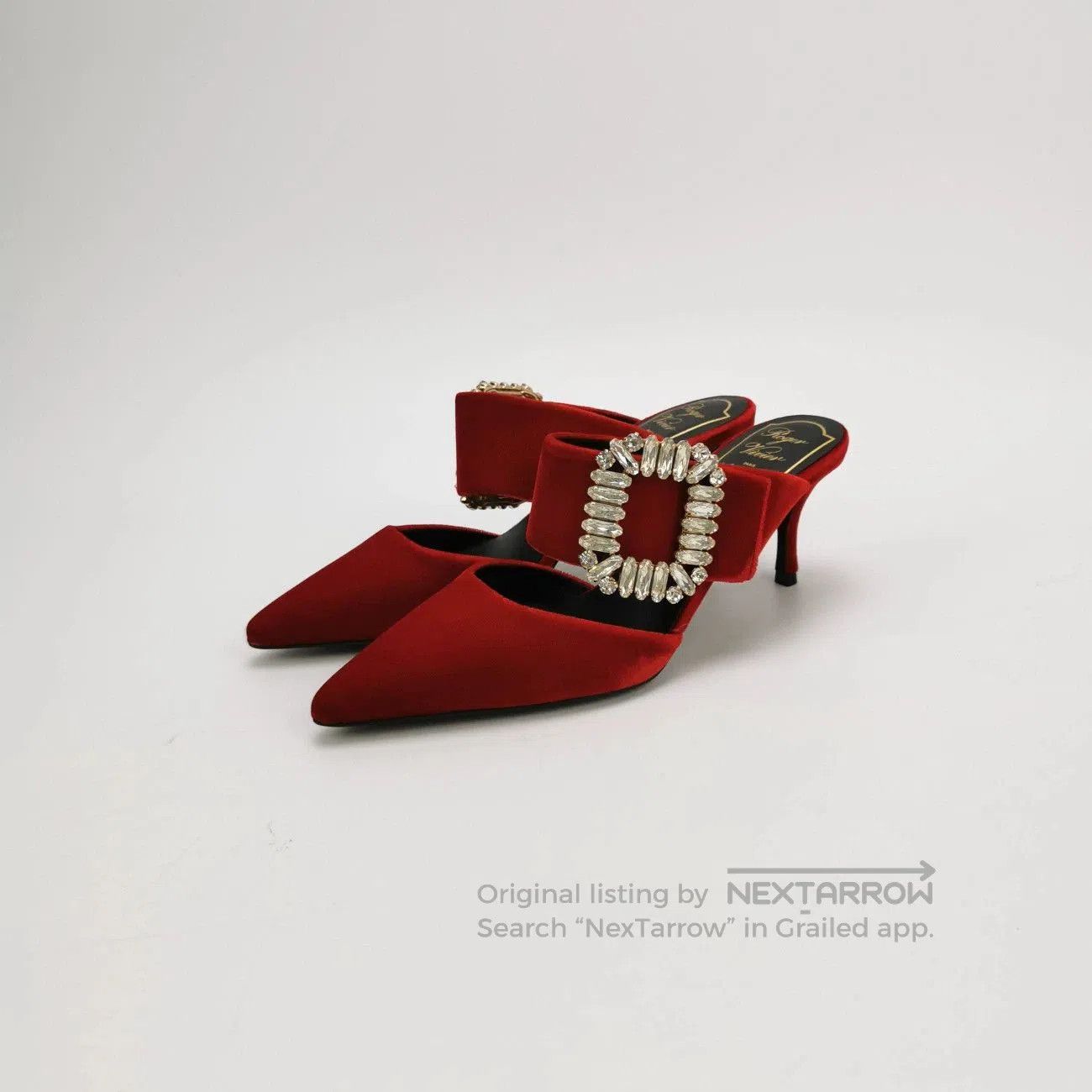 Roger Vivier Roger Vivier Red Velvet Pointed-Toe Slippers. Size US 4.5 / IT 34.5 - 1 Thumbnail