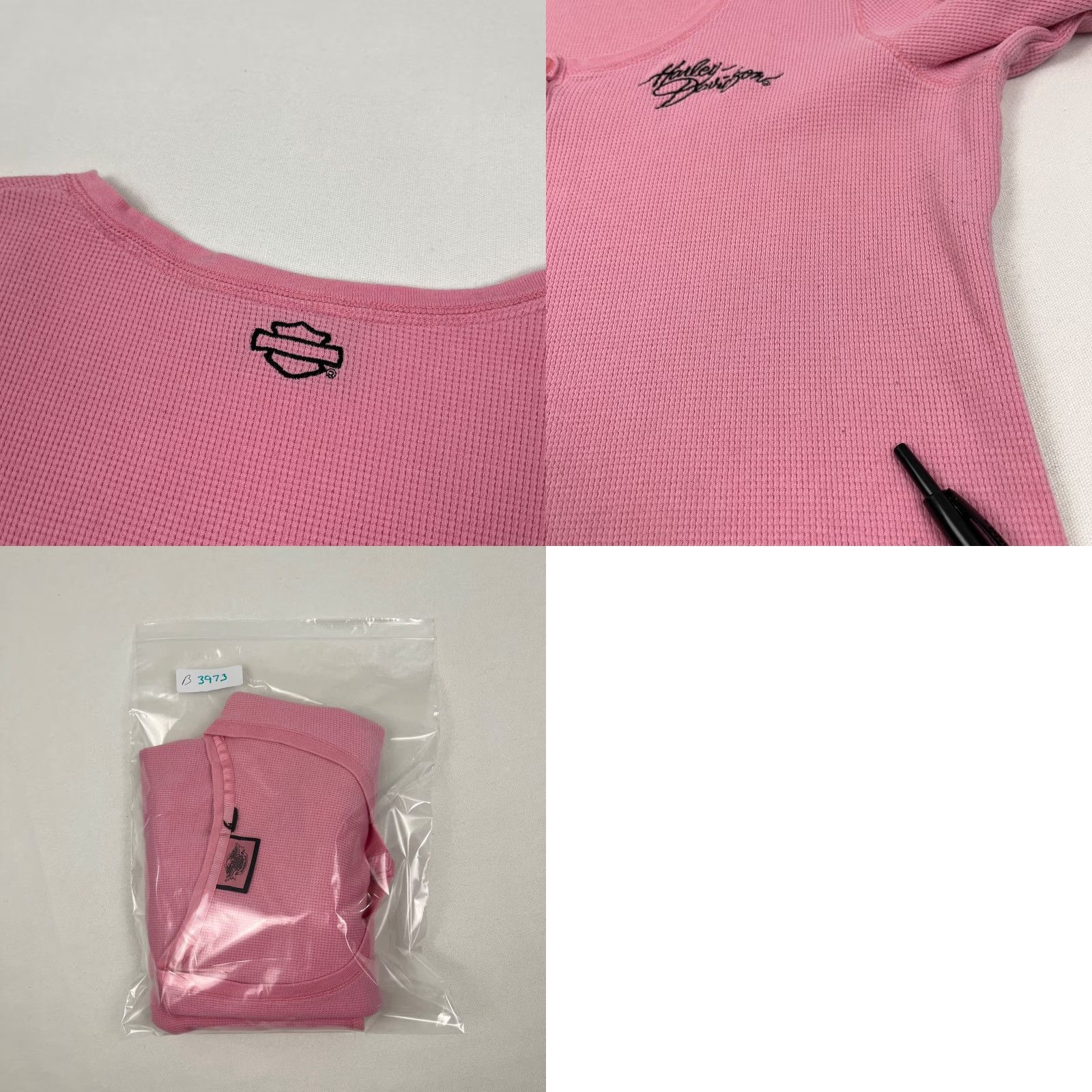 Harley Davidson Harley-Davidson Shirt Womens L Pink Embroidered Thermal Waffle Henley Y2K Size L / US 10 / IT 46 - 8 Thumbnail