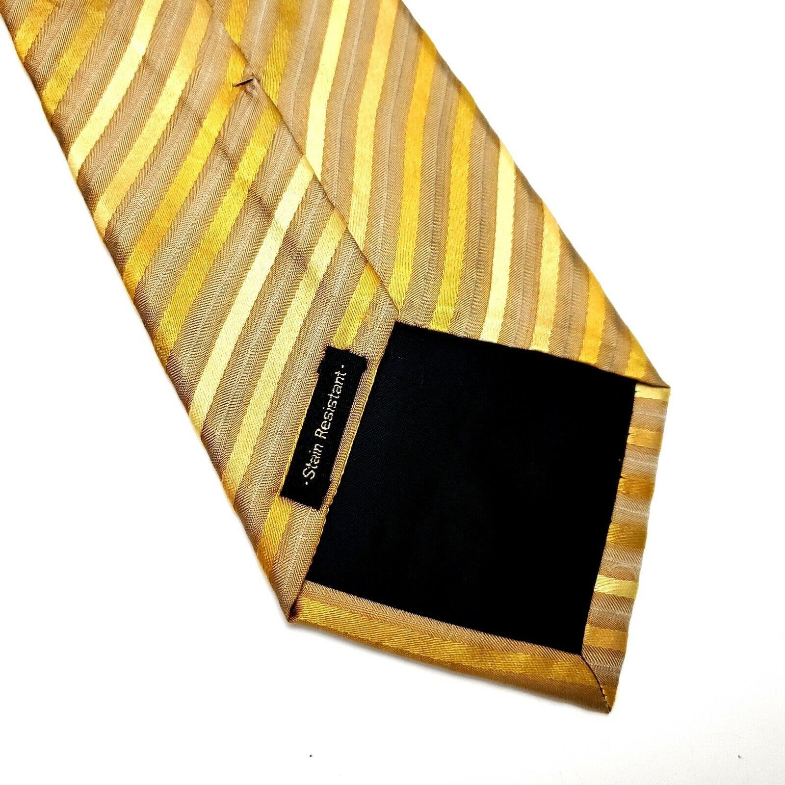 Van Heusen Van Heusen Silk Tie Woven Yellow Striped Stain Resistant Size ONE SIZE - 4 Thumbnail