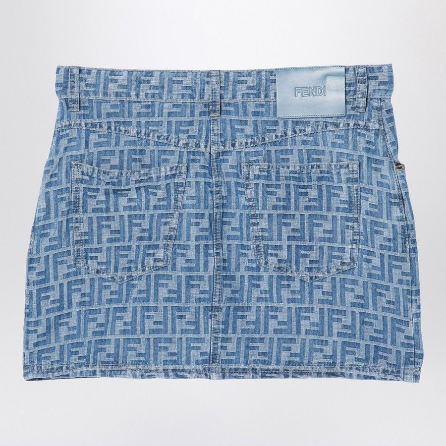 Fendi o1d2blof0824 Denim Mini Skirt in Light Blue Size 26" / US 2 / IT 38 - 2 Thumbnail