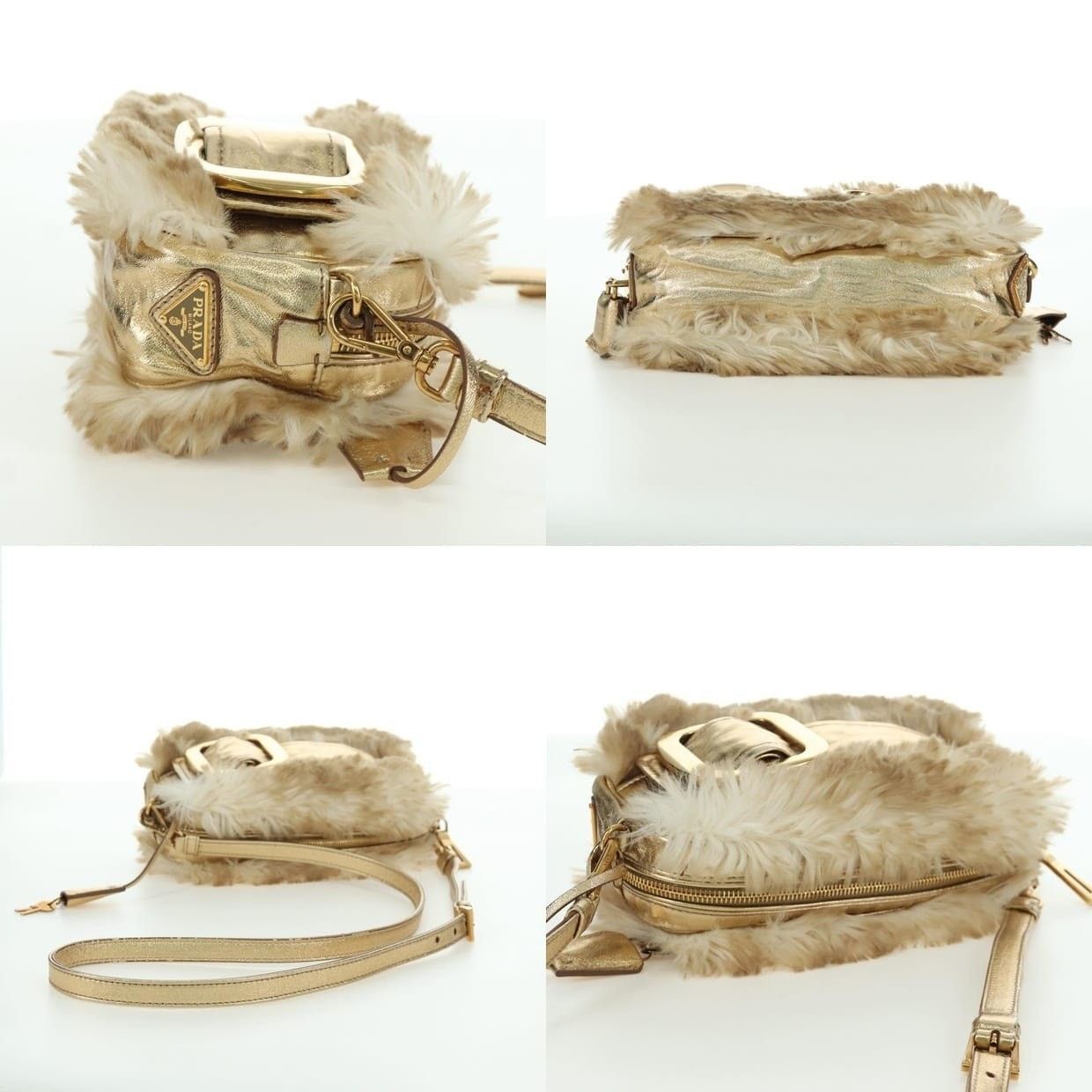Prada Prada Fur Shoulder Bag Beige Size ONE SIZE - 14 Thumbnail